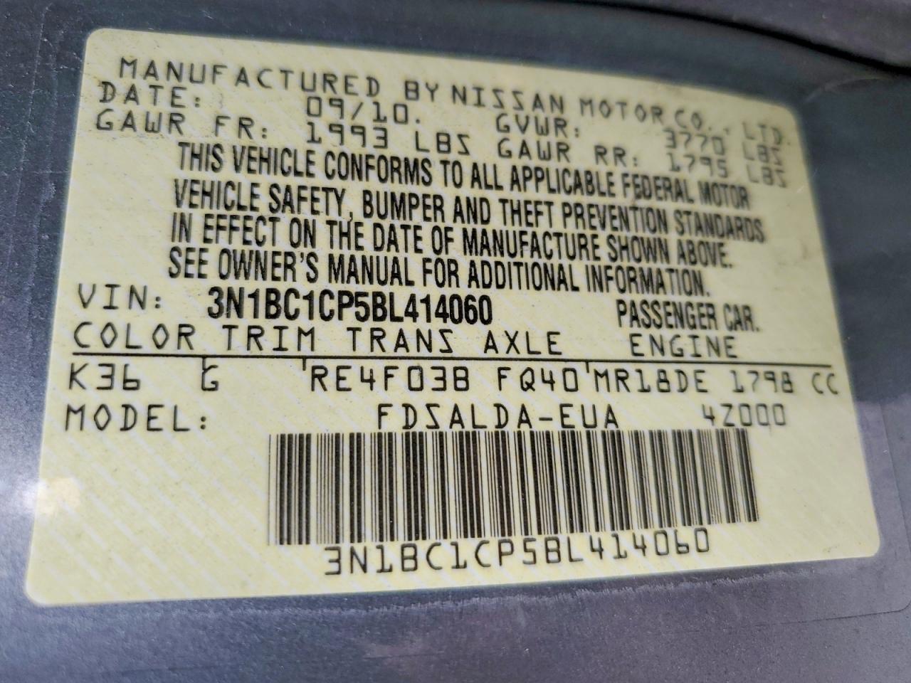 2011 Nissan Versa 1.8 S Silver vin: 3N1BC1CP5BL414060