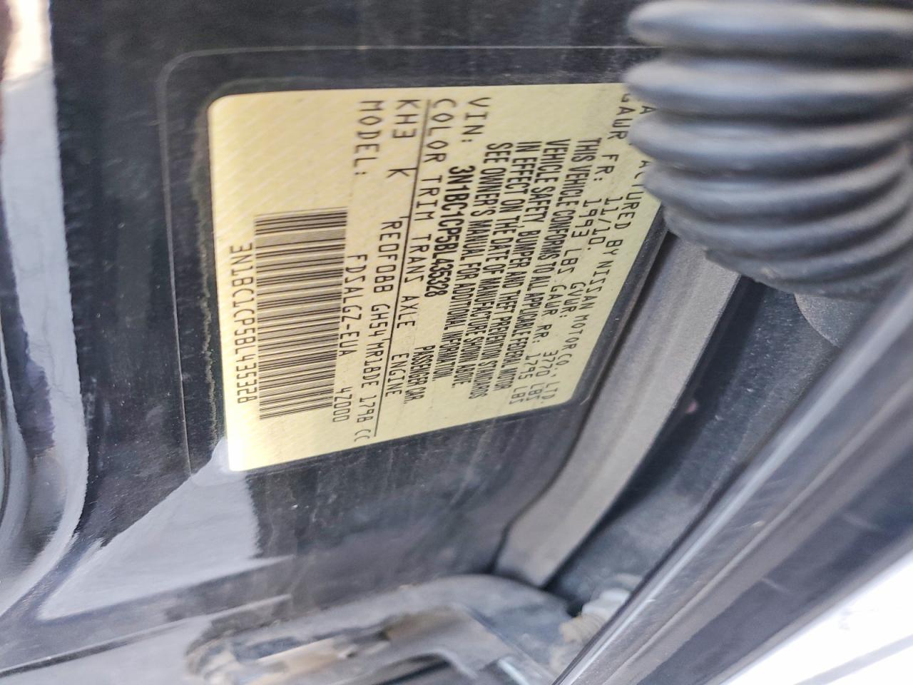 2011 Niss Versa 1.8 S Black vin: 3N1BC1CP5BL435328