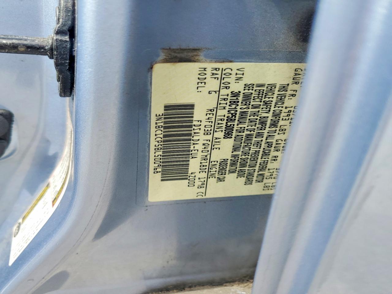2011 Nissan Versa 1.8 S Blue vin: 3N1BC1CP5BL500968