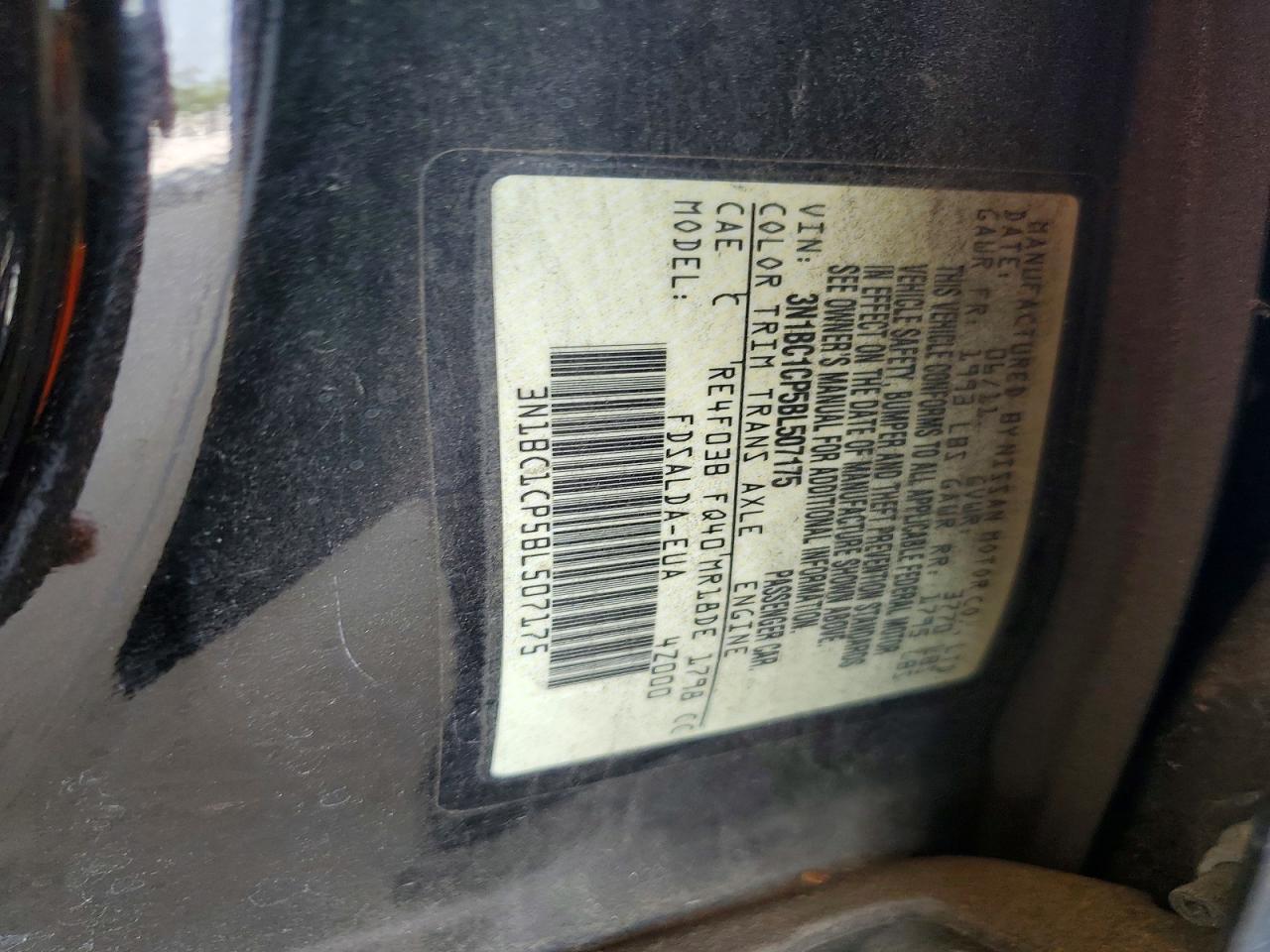 2011 Nissan Versa 1.8 S Black vin: 3N1BC1CP5BL507175