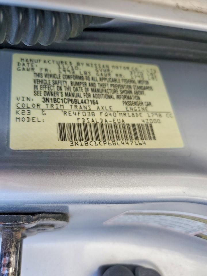 2011 Nissan Versa 1.8 S Silver vin: 3N1BC1CP6BL447164