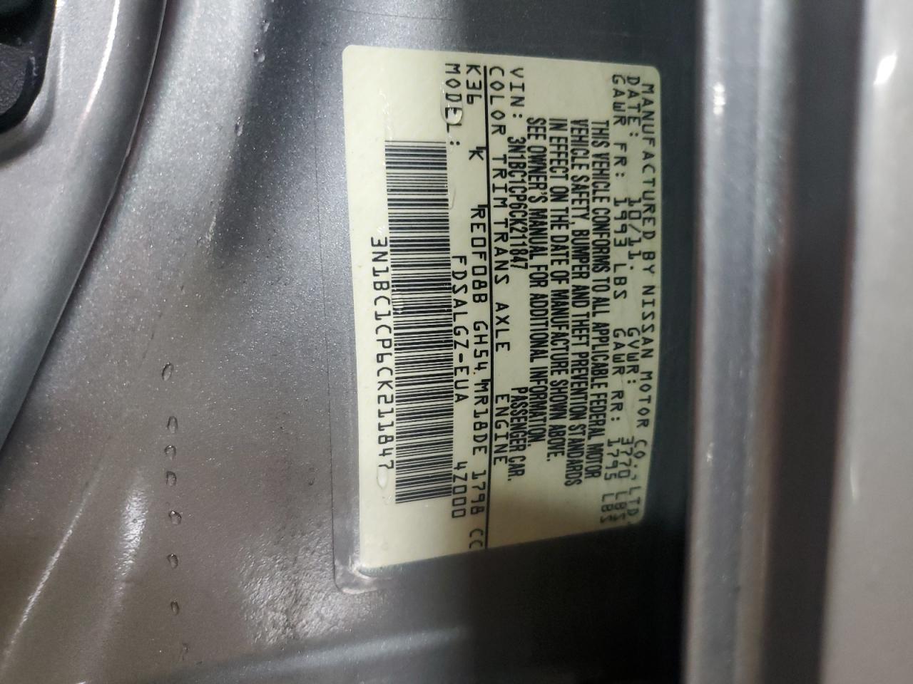 2012 Nissan Versa 1.8 S Silver vin: 3N1BC1CP6CK211847