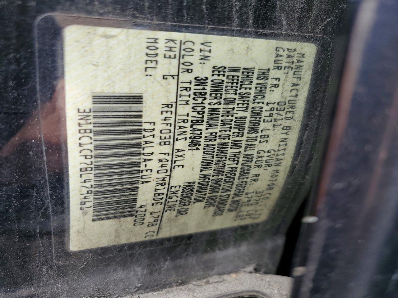 2011 Nissan Versa 1.8 S Черный vin: 3N1BC1CP7BL479461
