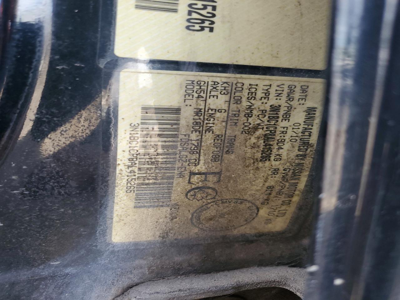 2010 Nissan Versa 1.8 S Black vin: 3N1BC1CP8AL415265