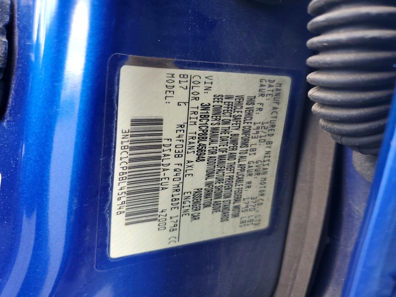 2011 Nissan Versa 1.8 S Blue vin: 3N1BC1CP8BL456948