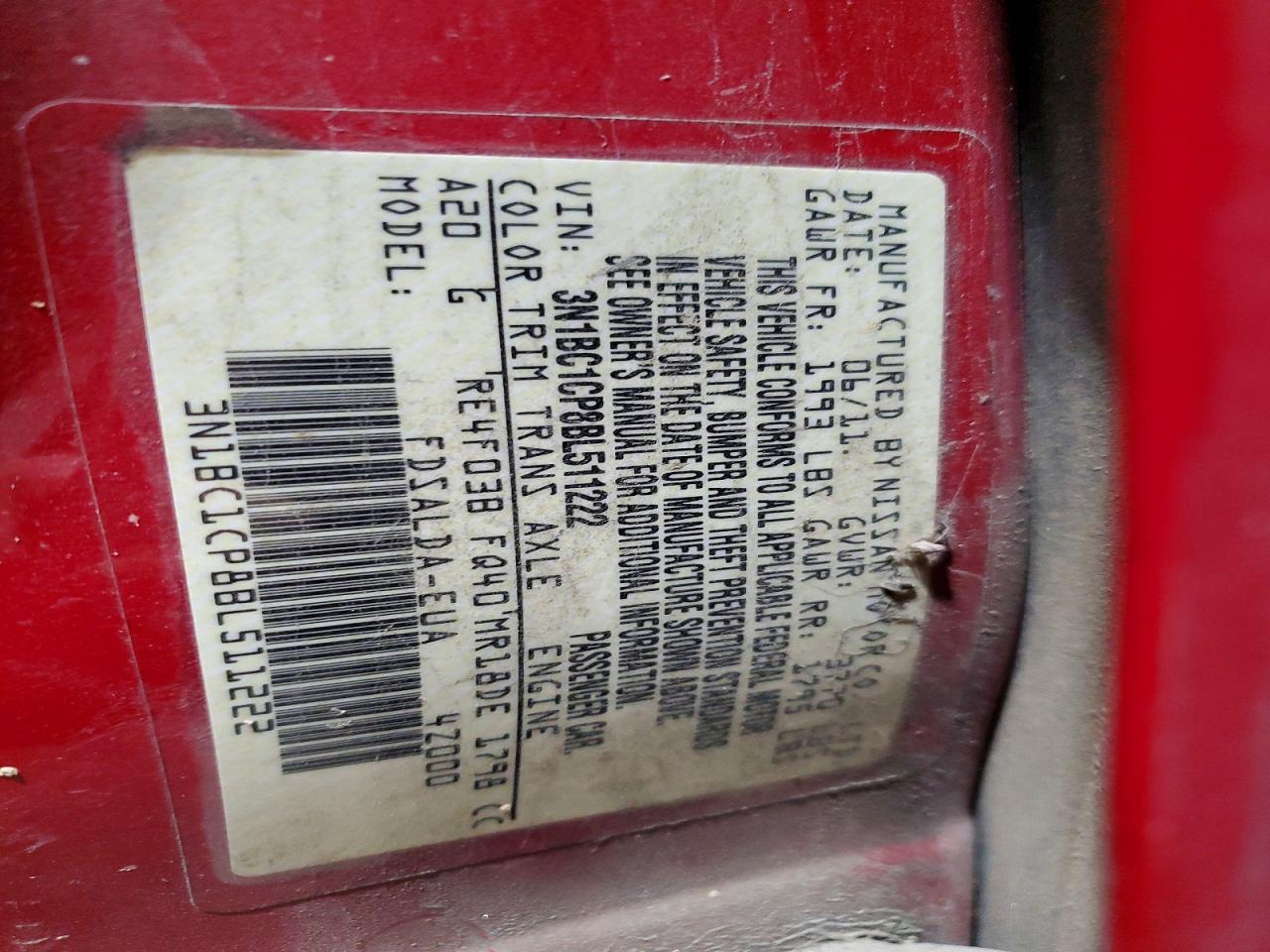2011 Nissan Versa 1.8 S Red vin: 3N1BC1CP8BL511222