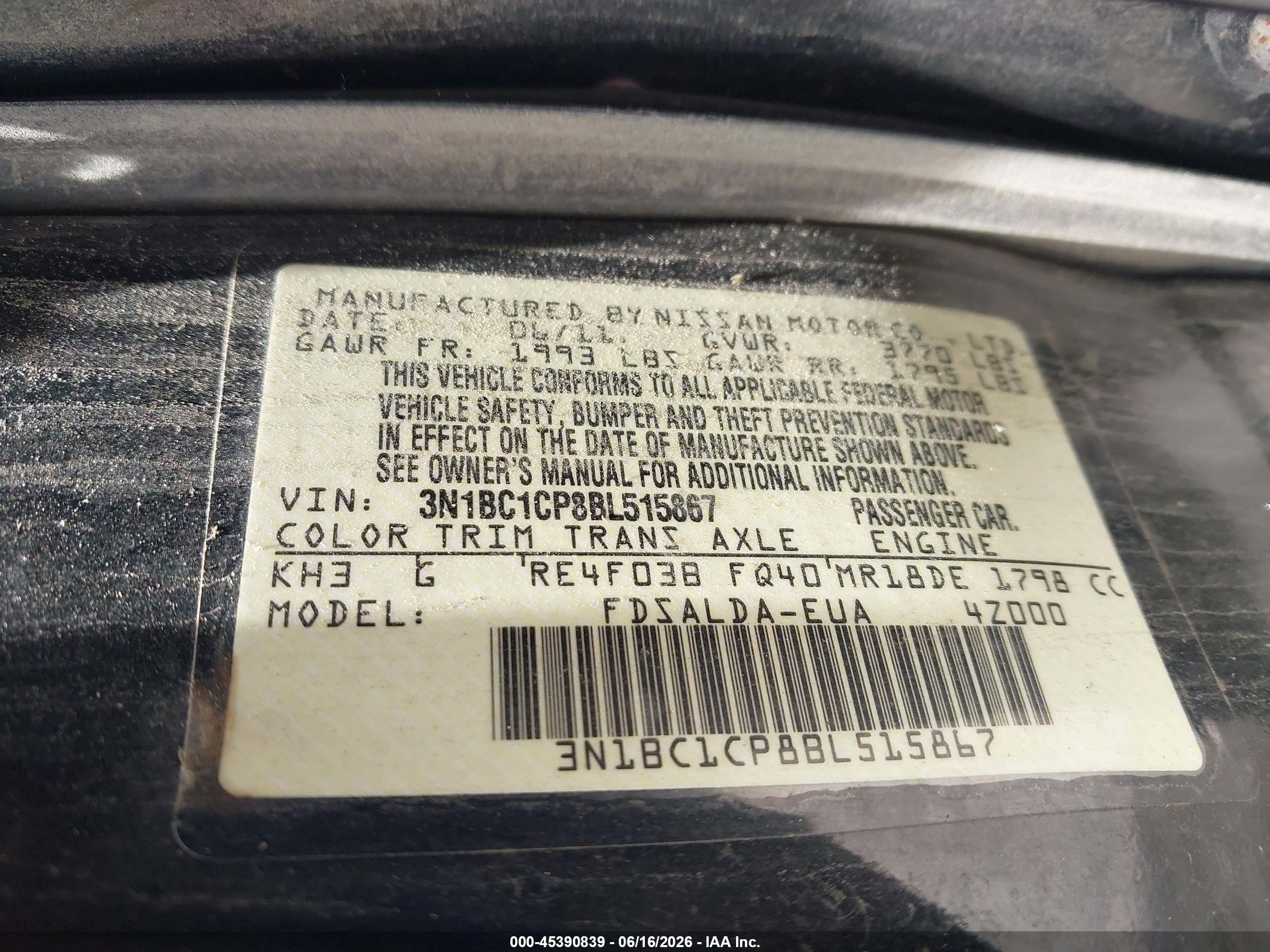 2011 Nissan Versa 1.8s Black vin: 3N1BC1CP8BL515867