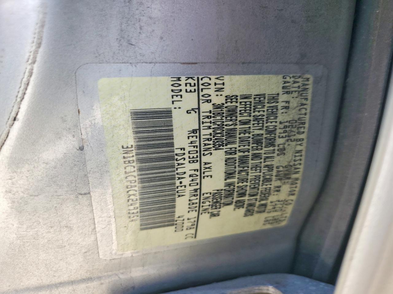 2012 Nissan Versa 1.8 S Silver vin: 3N1BC1CP8CK249354