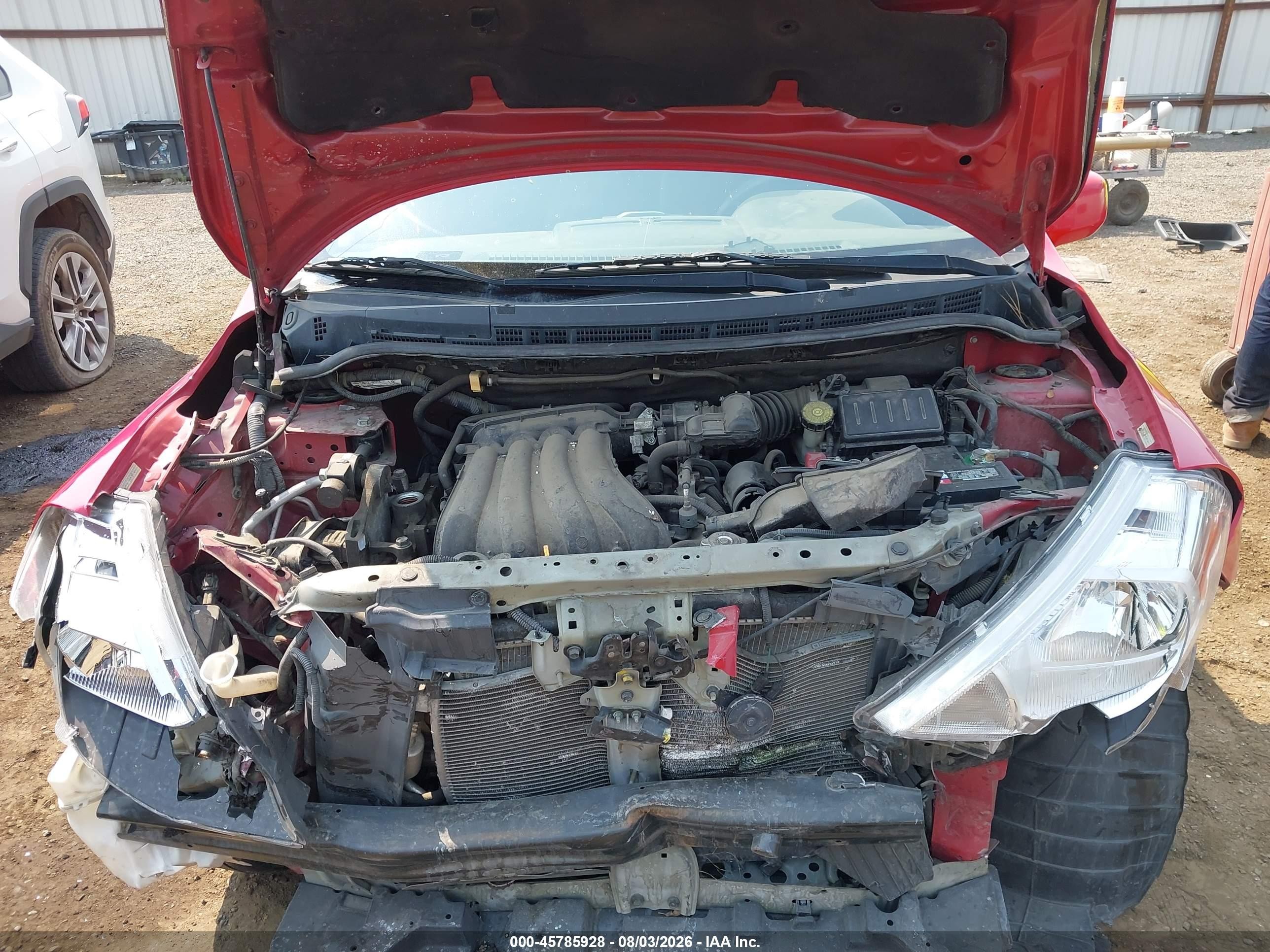 2012 Nissan Versa 1.8 S Red vin: 3N1BC1CP8CK812497