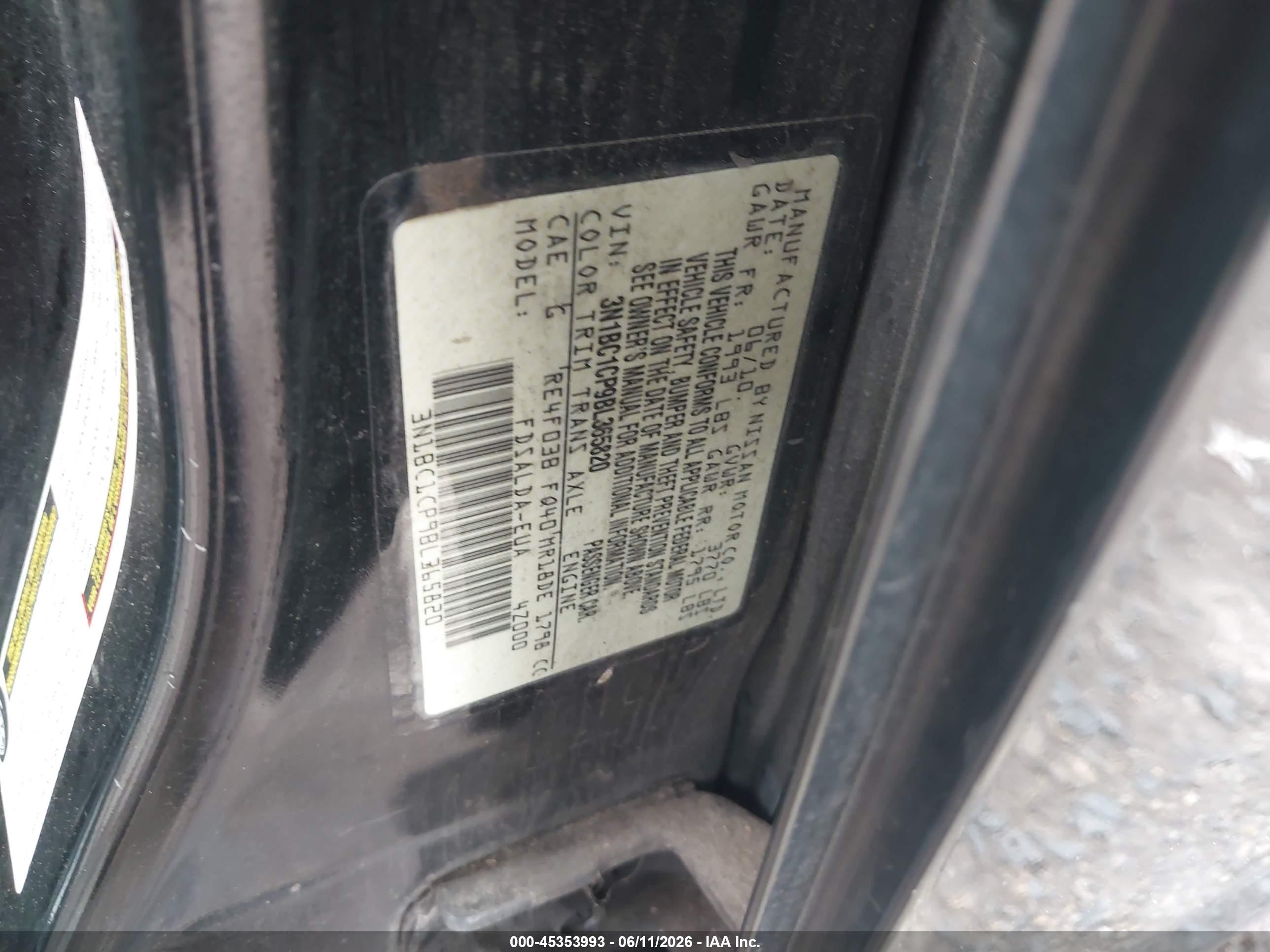 2011 Nissan Versa 1.8s Black vin: 3N1BC1CP9BL365820