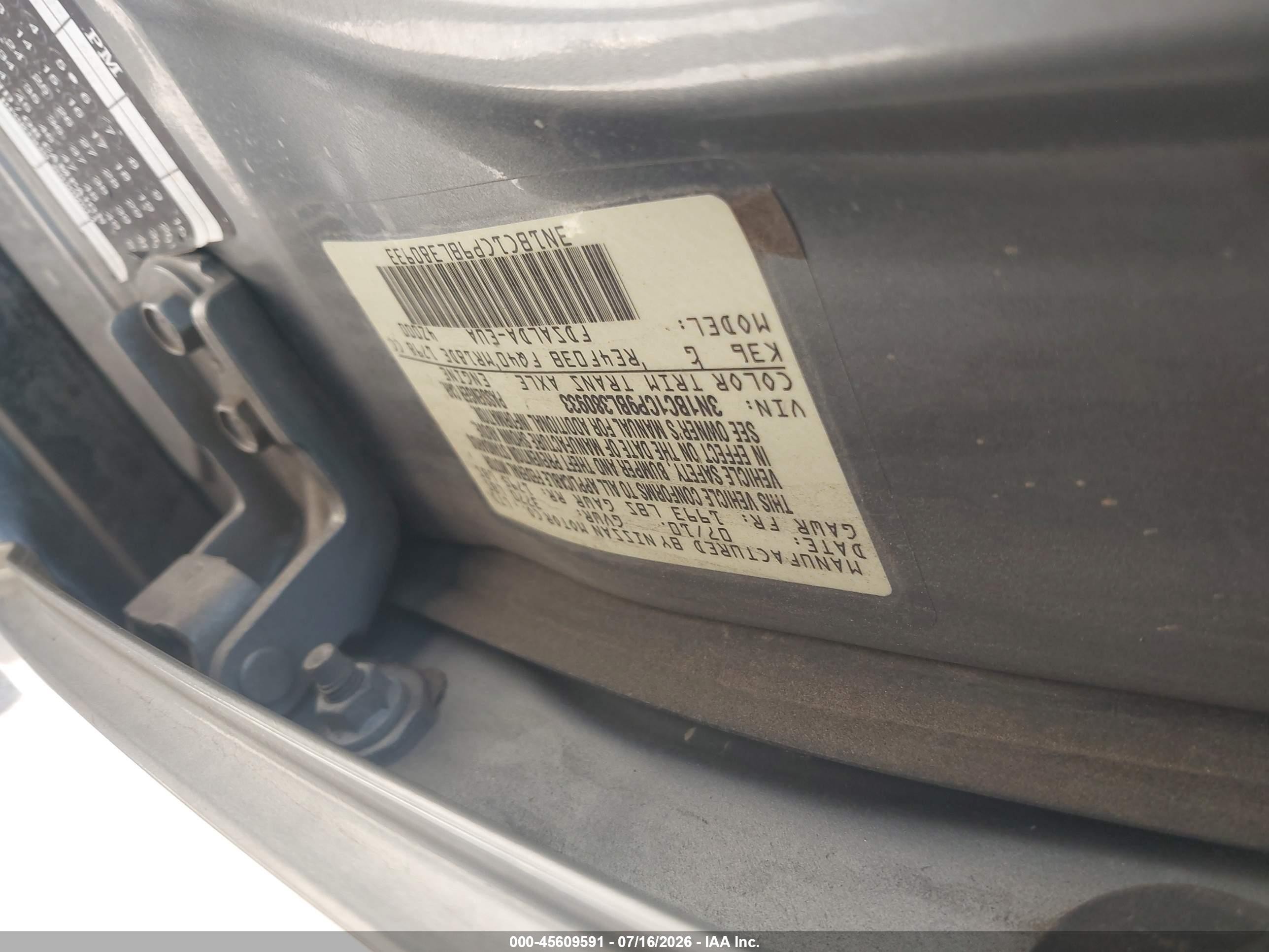2011 Nissan Versa 1.8s Gray vin: 3N1BC1CP9BL380933