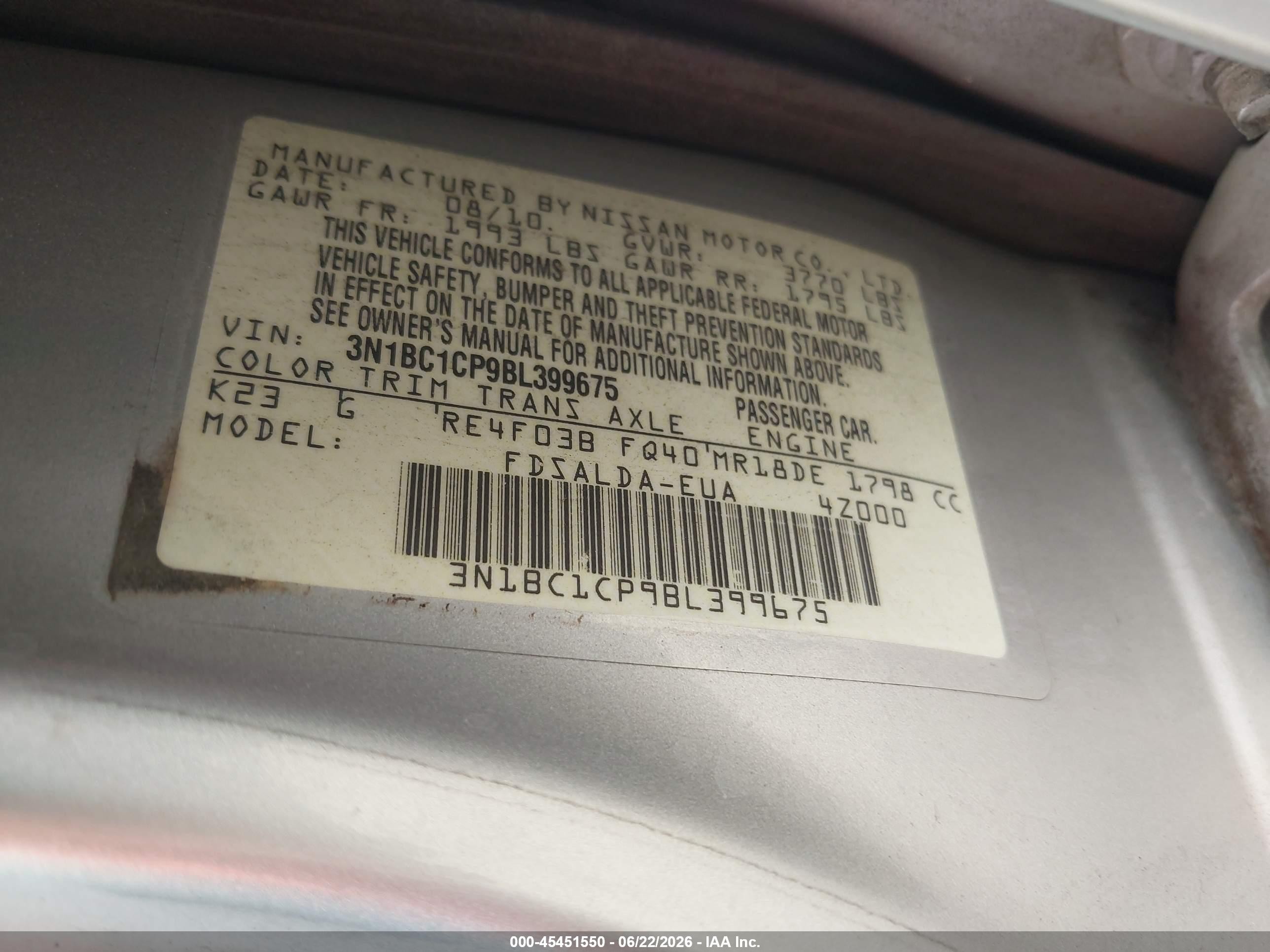 2011 Nissan Versa 1.8s Silver vin: 3N1BC1CP9BL399675