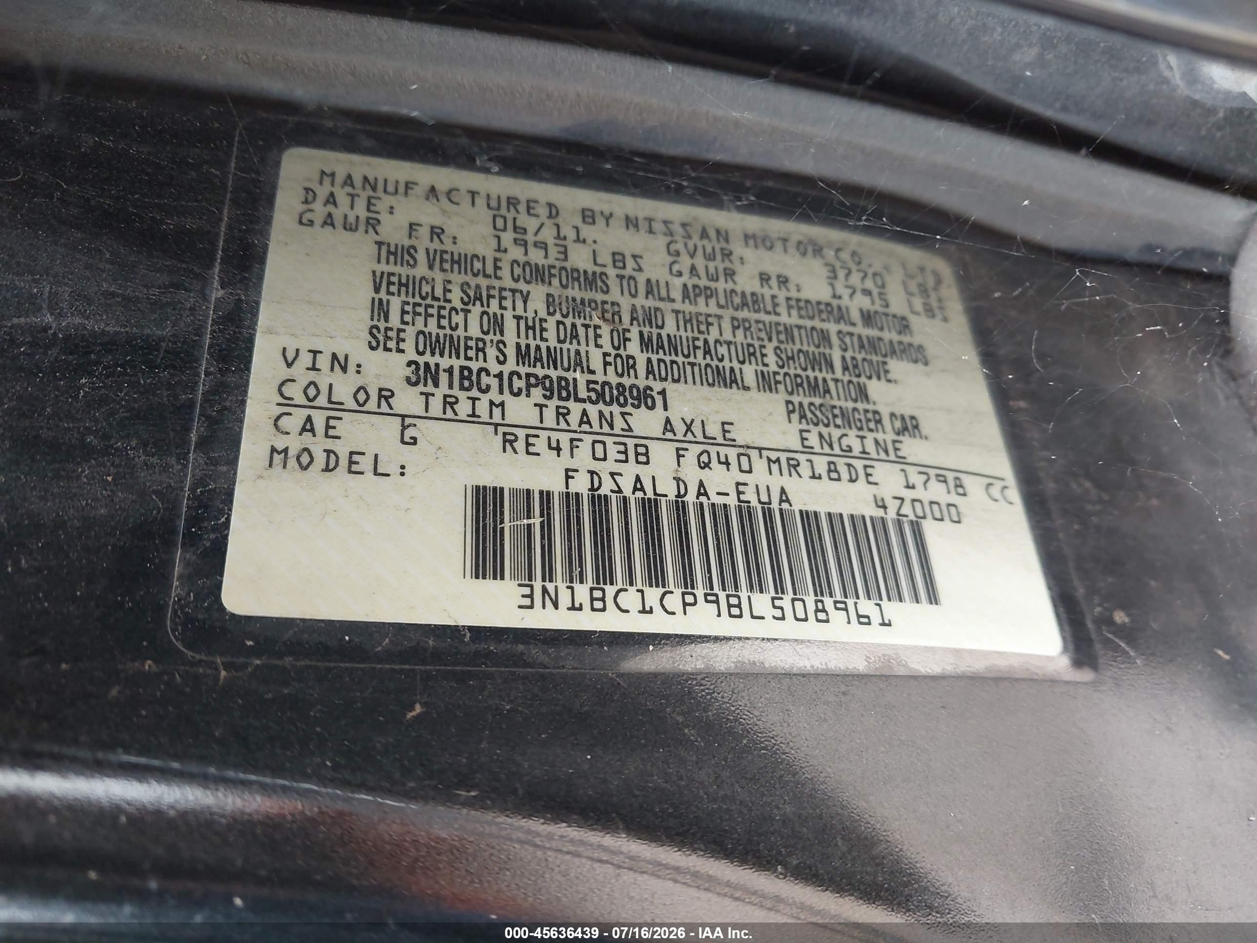 2011 Nissan Versa 1.8s Черный vin: 3N1BC1CP9BL508961