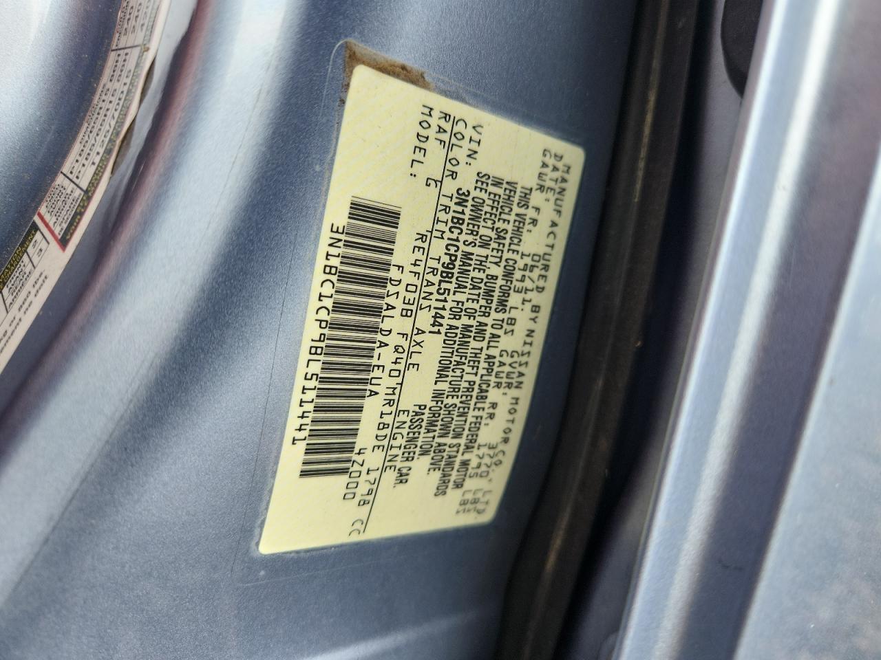 2011 Nissan Versa 1.8 S Blue vin: 3N1BC1CP9BL511441