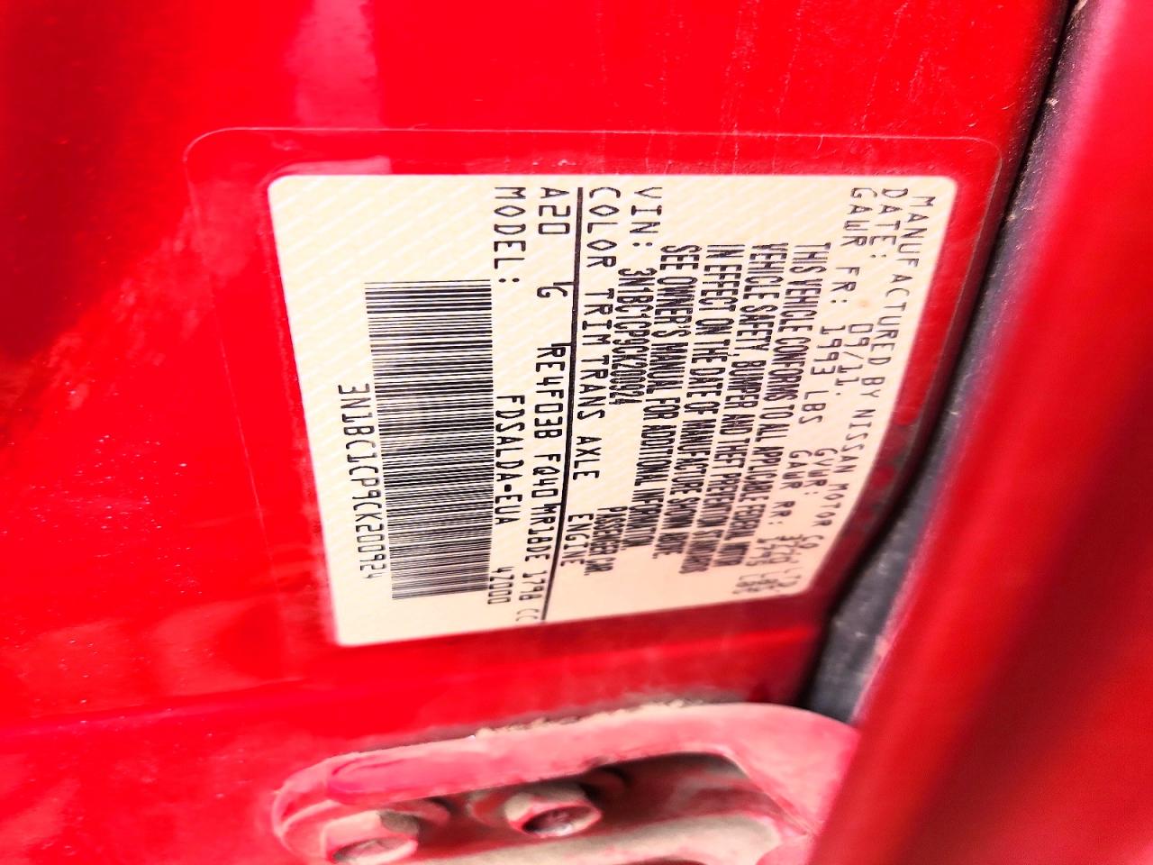 2012 Nissan Versa 1.8 S Red vin: 3N1BC1CP9CK200924