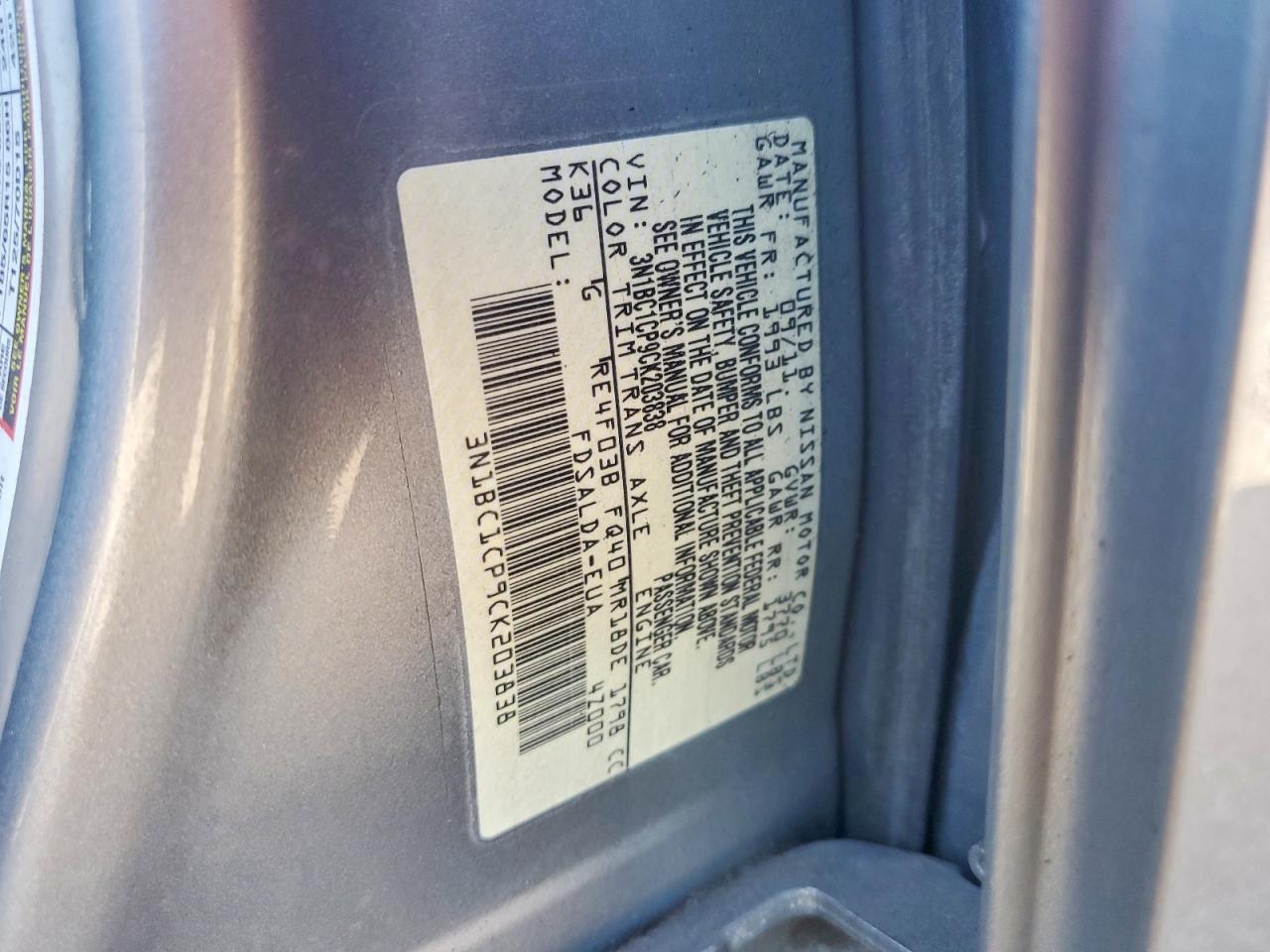 2012 Nissan Versa 1.8 S Gray vin: 3N1BC1CP9CK203838