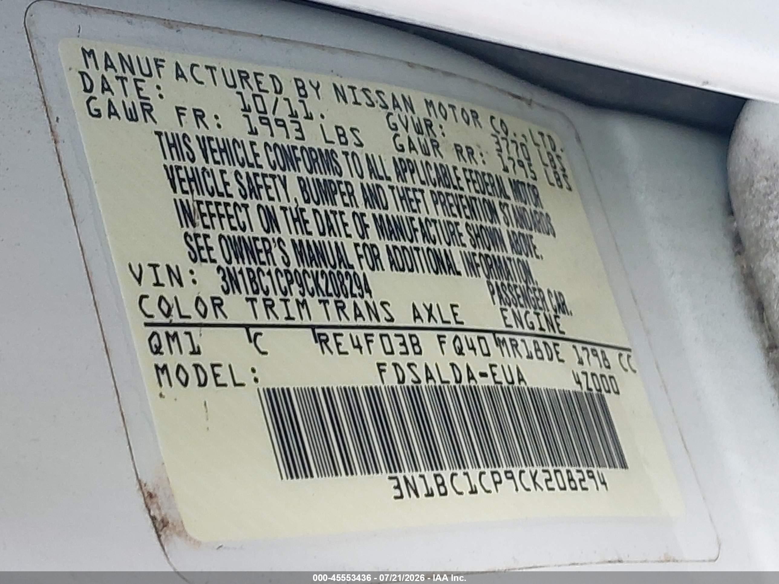 2012 Nissan Versa 1.8 S White vin: 3N1BC1CP9CK208294