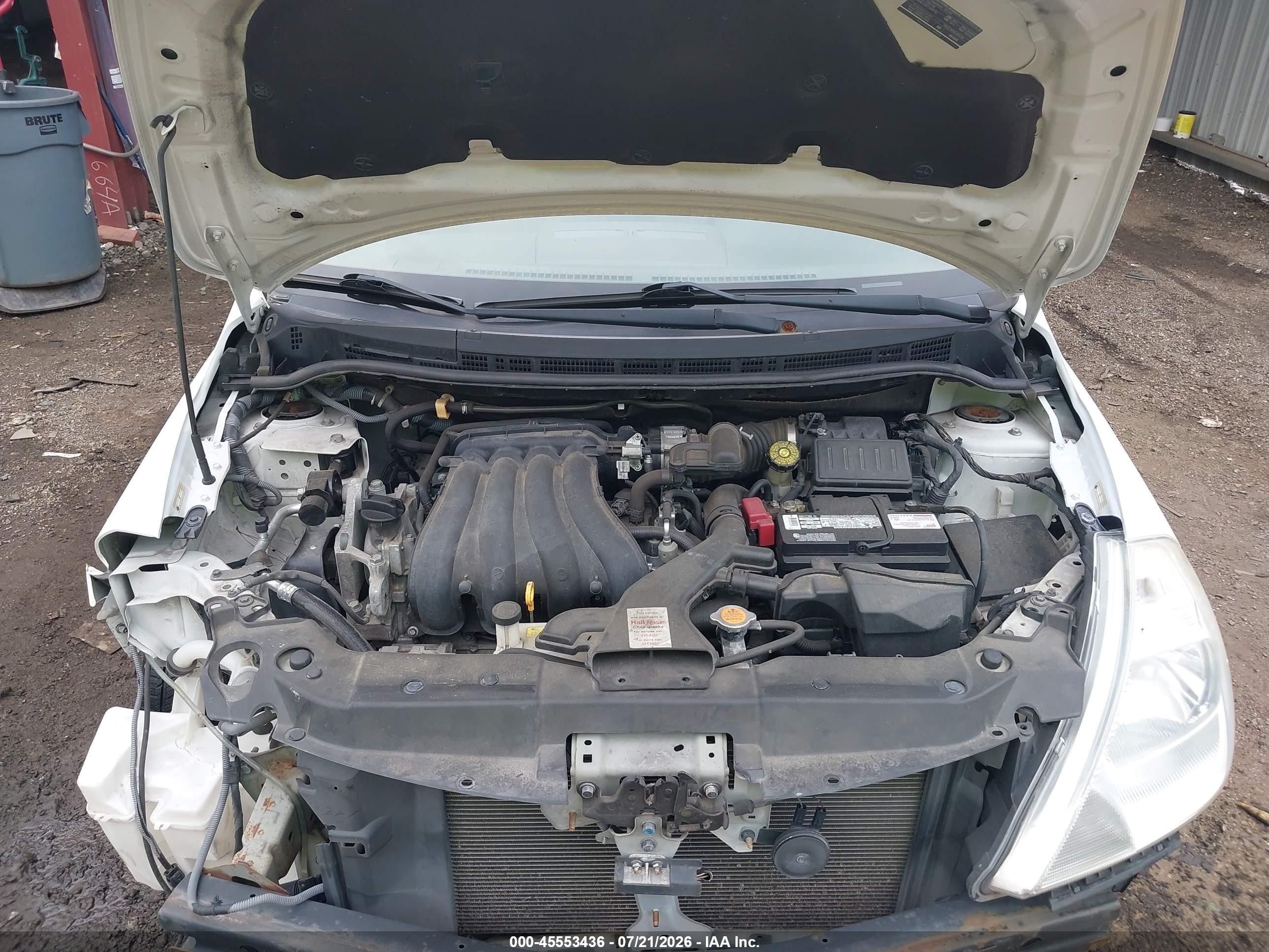 2012 Nissan Versa 1.8 S White vin: 3N1BC1CP9CK208294