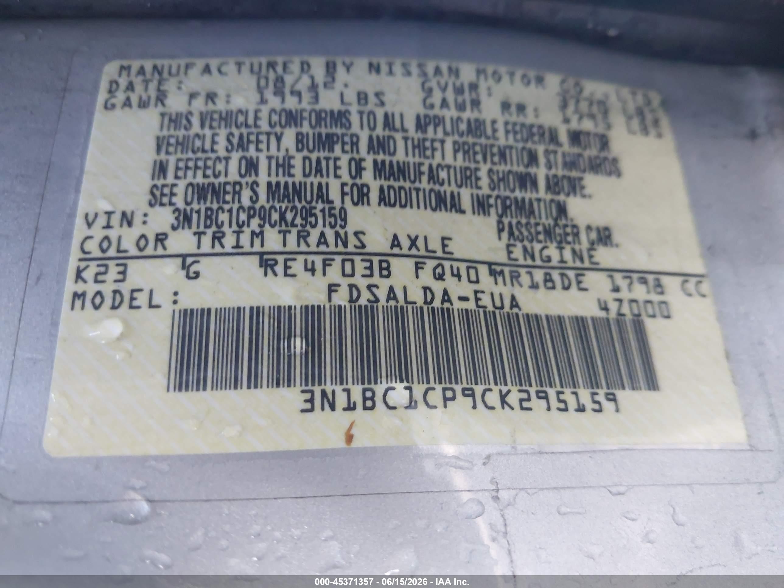 2012 Nissan Versa 1.8 S Silver vin: 3N1BC1CP9CK295159