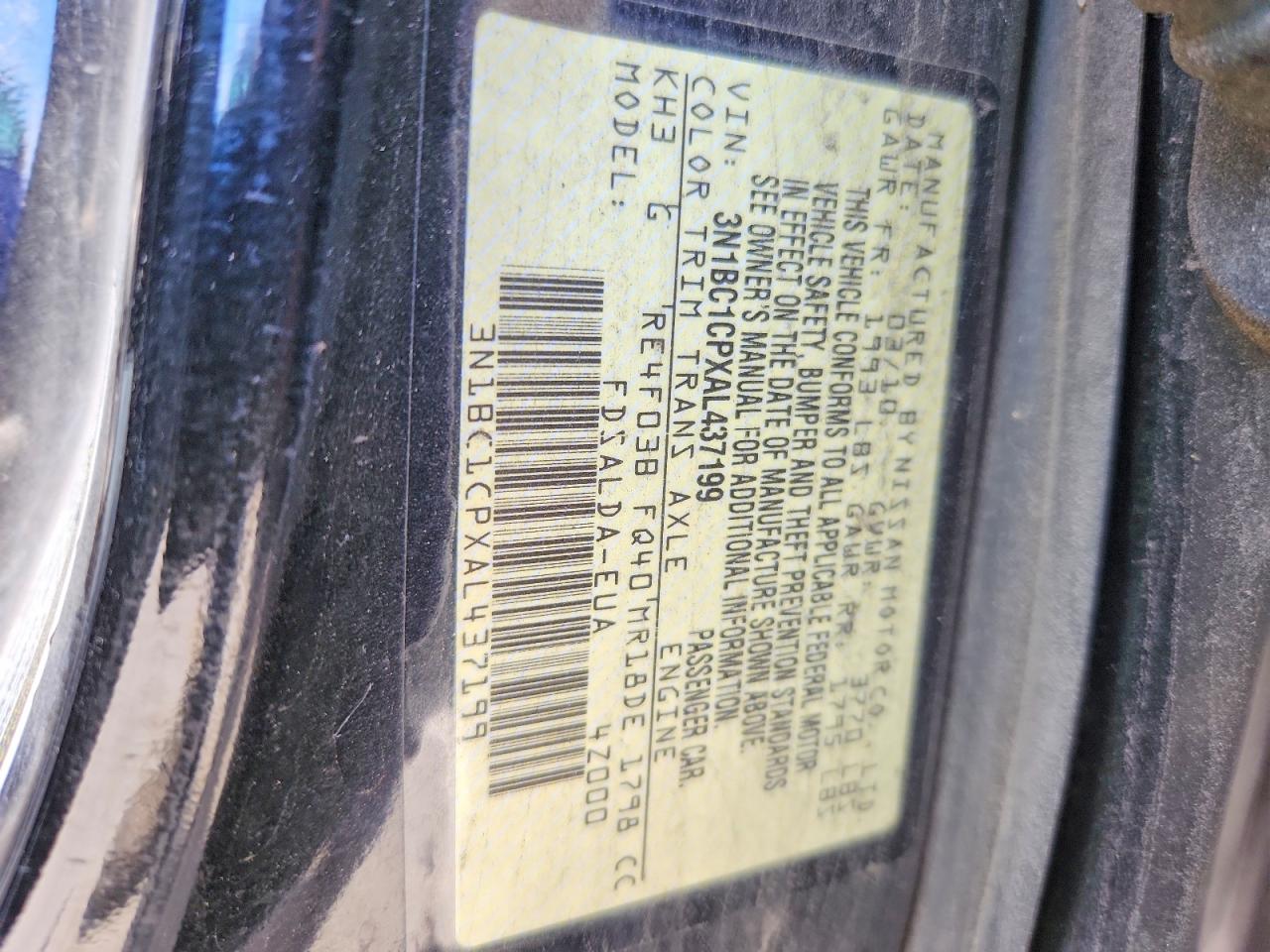 2010 Nissan Versa 1.8 S Black vin: 3N1BC1CPXAL437199