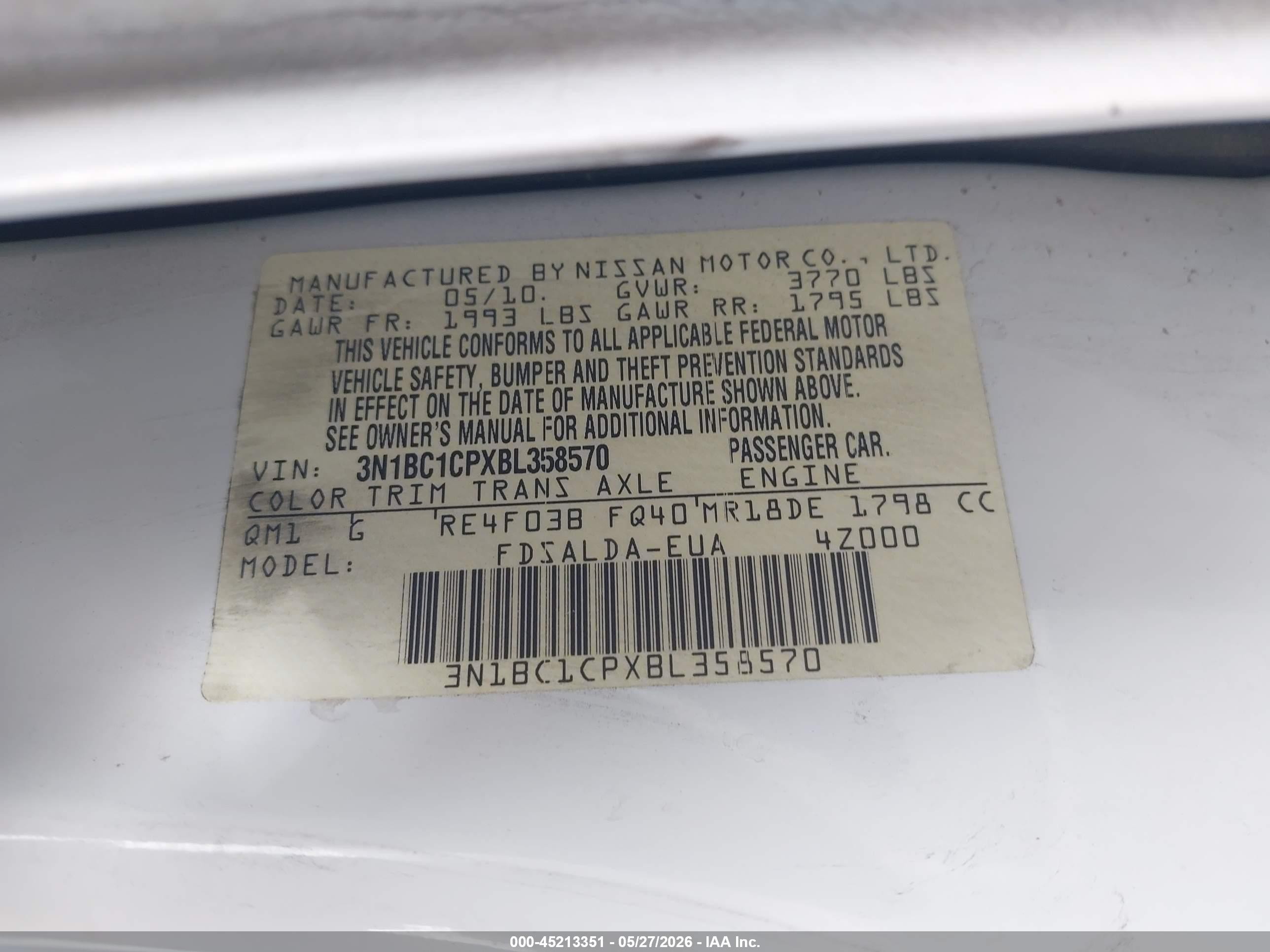 2011 Nissan Versa 1.8s White vin: 3N1BC1CPXBL358570