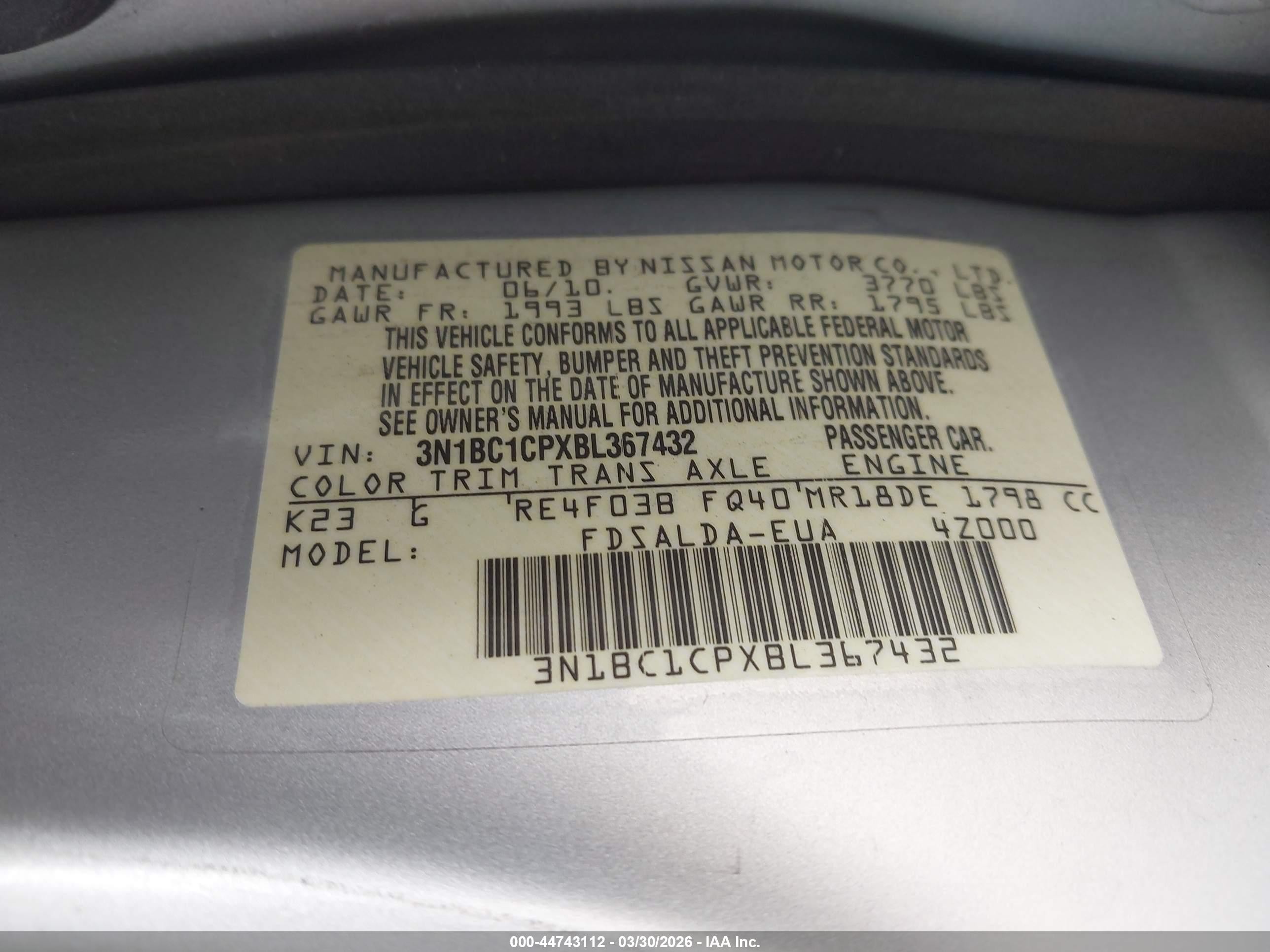 2011 Nissan Versa 1.8s Silver vin: 3N1BC1CPXBL367432