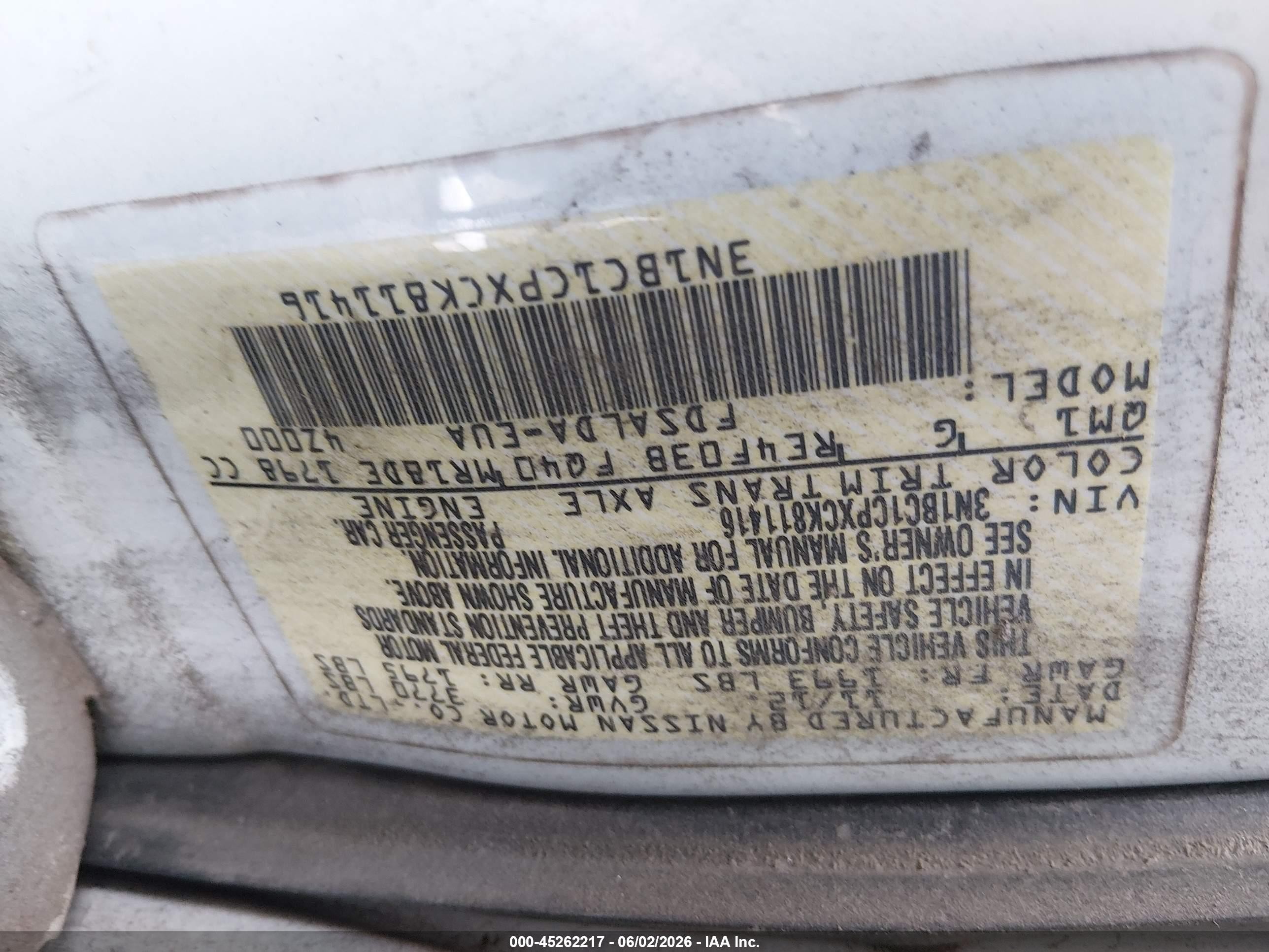 2012 Nissan Versa 1.8 S Белый vin: 3N1BC1CPXCK811416