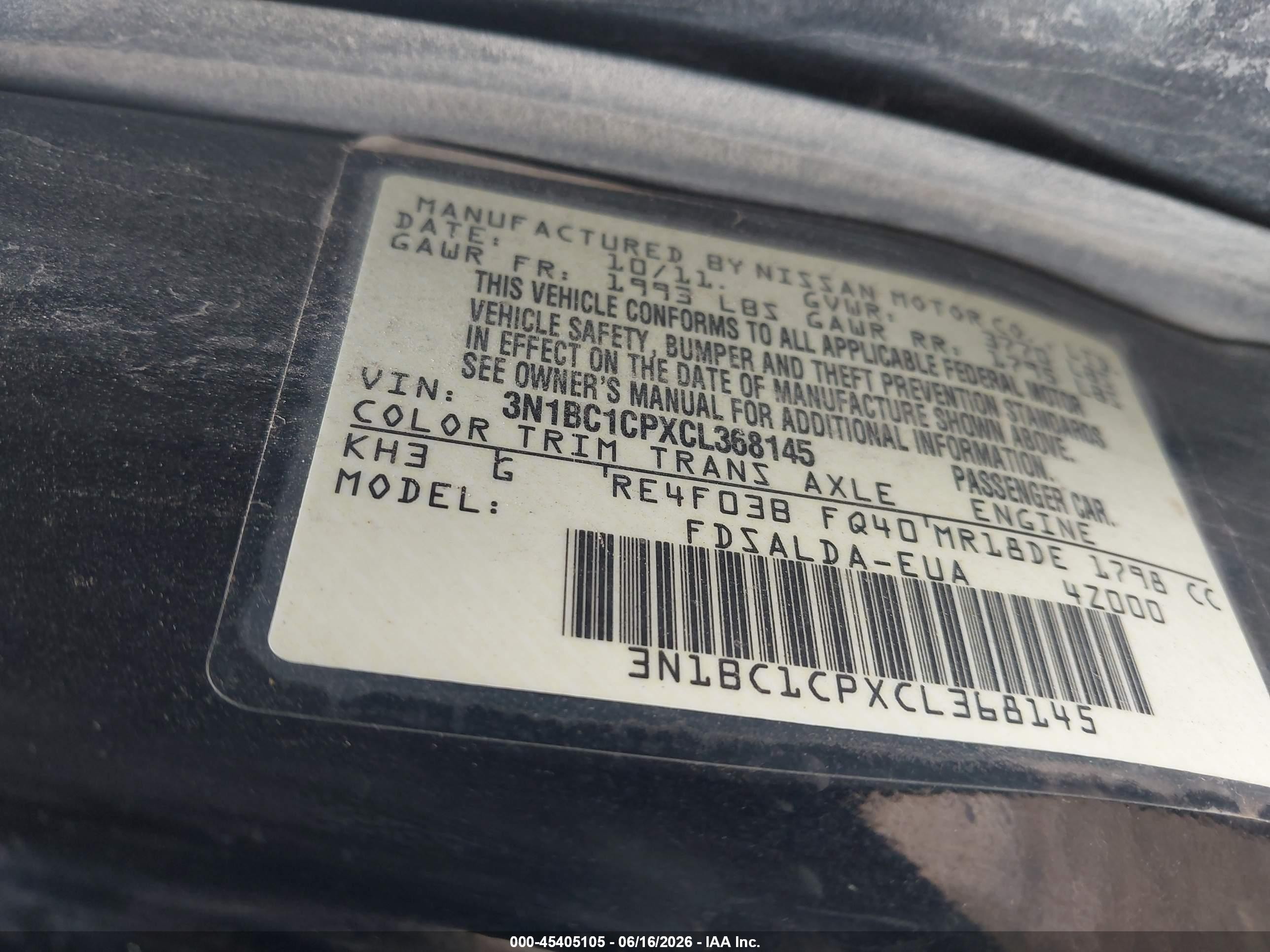2012 Nissan Versa 1.8 S Black vin: 3N1BC1CPXCL368145
