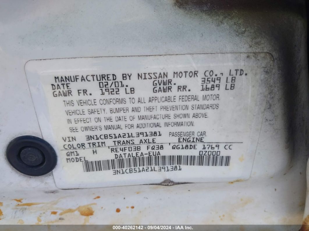 Price & History 2001 Nissan Sentra Gxe 1.8l I-4 Dohc, Vvt, 126hp