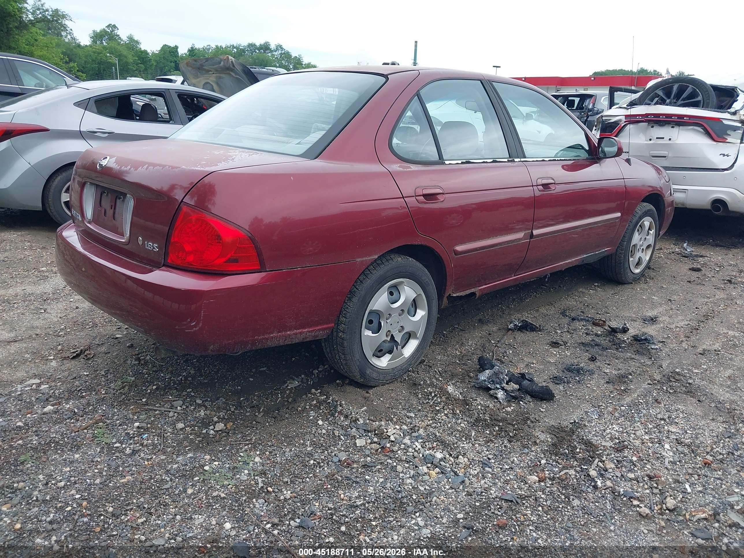 2004 Nissan Sentra 1.8s Бордовый vin: 3N1CB51D04L856822