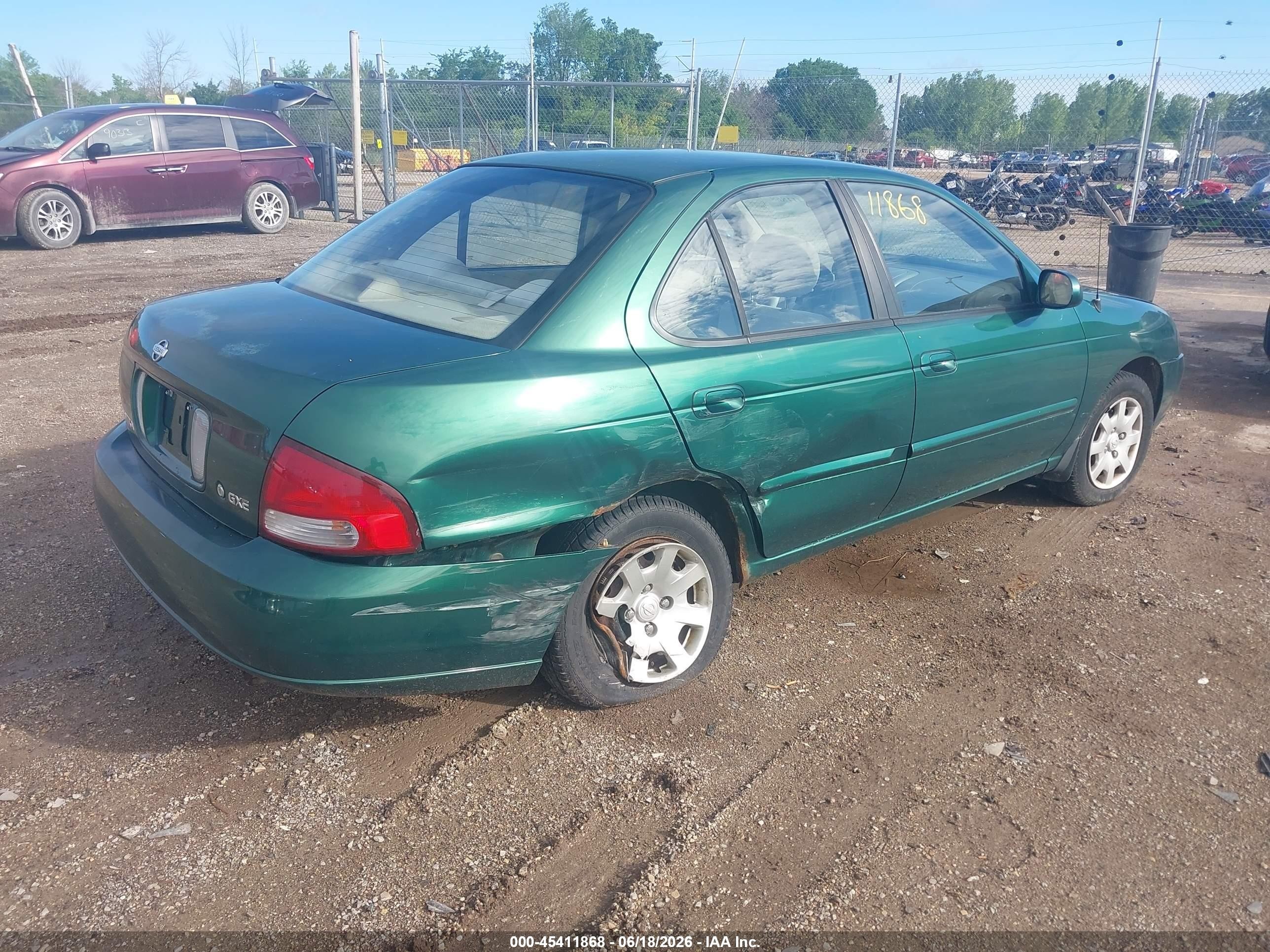 2002 Nissan Sentra Gxe Green vin: 3N1CB51D12L622802