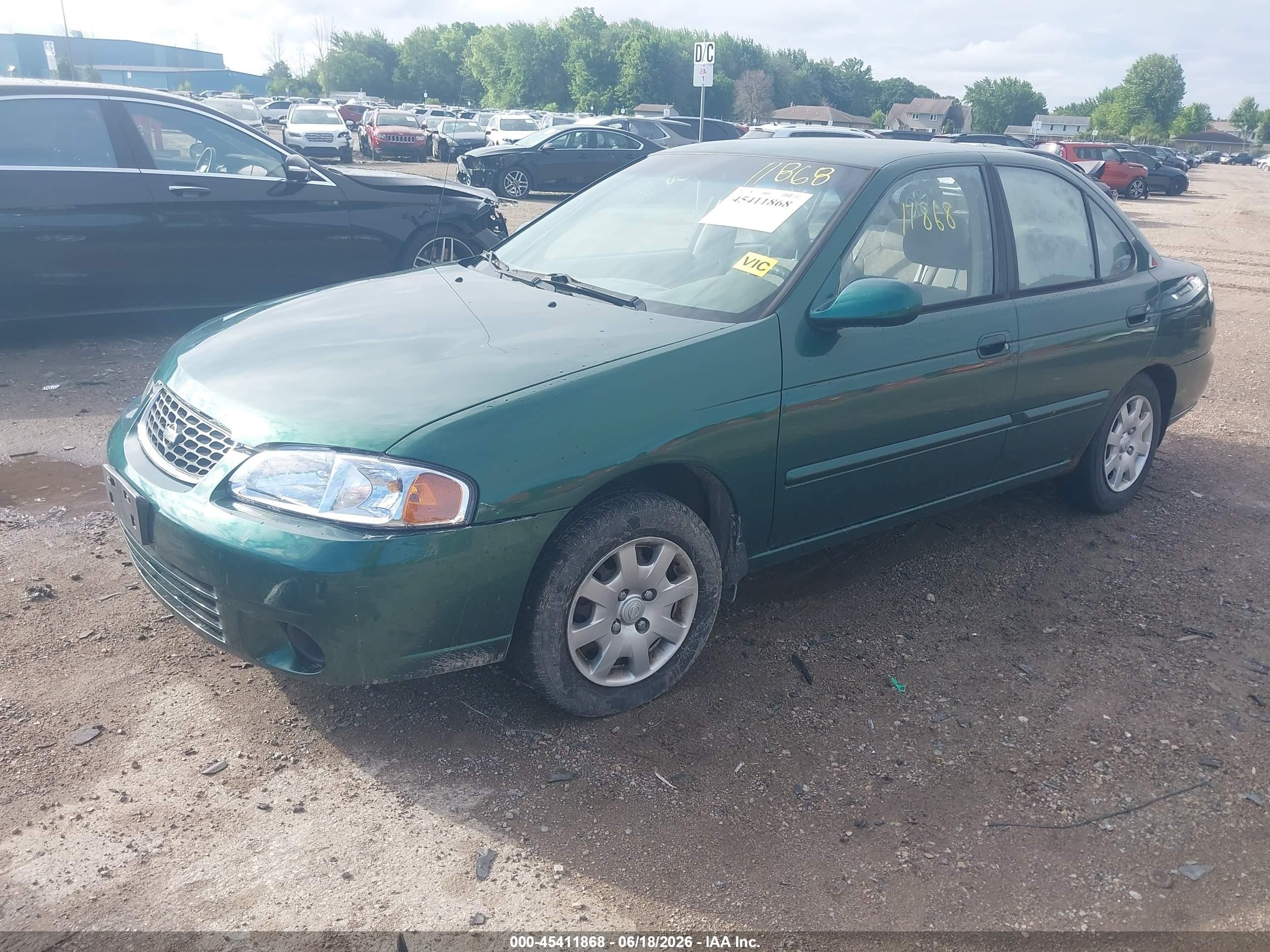 2002 Nissan Sentra Gxe Green vin: 3N1CB51D12L622802