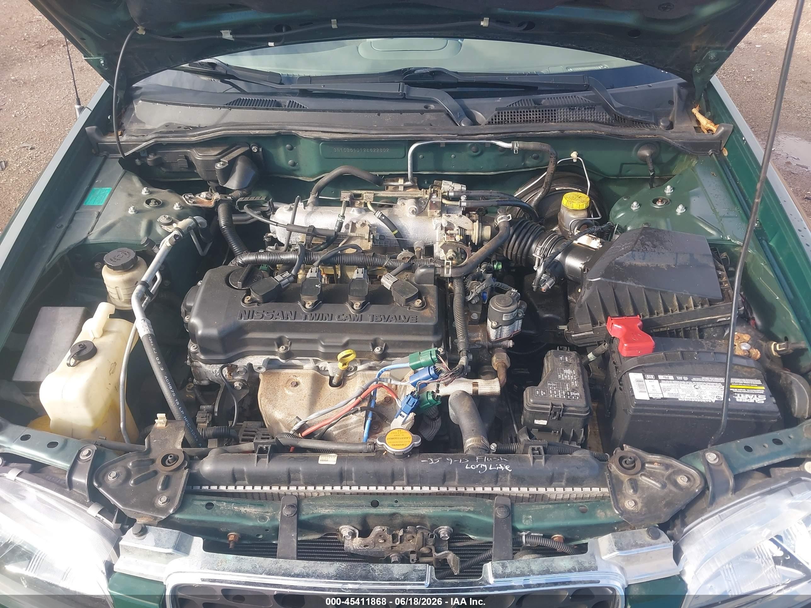 2002 Nissan Sentra Gxe Green vin: 3N1CB51D12L622802