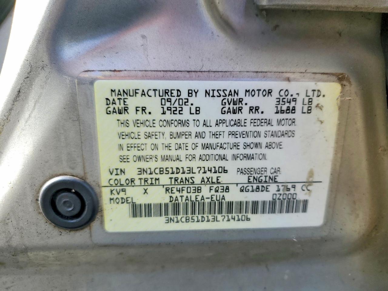 2007 Nissan Sentra Xe Gold vin: 3N1CB51D13L714106