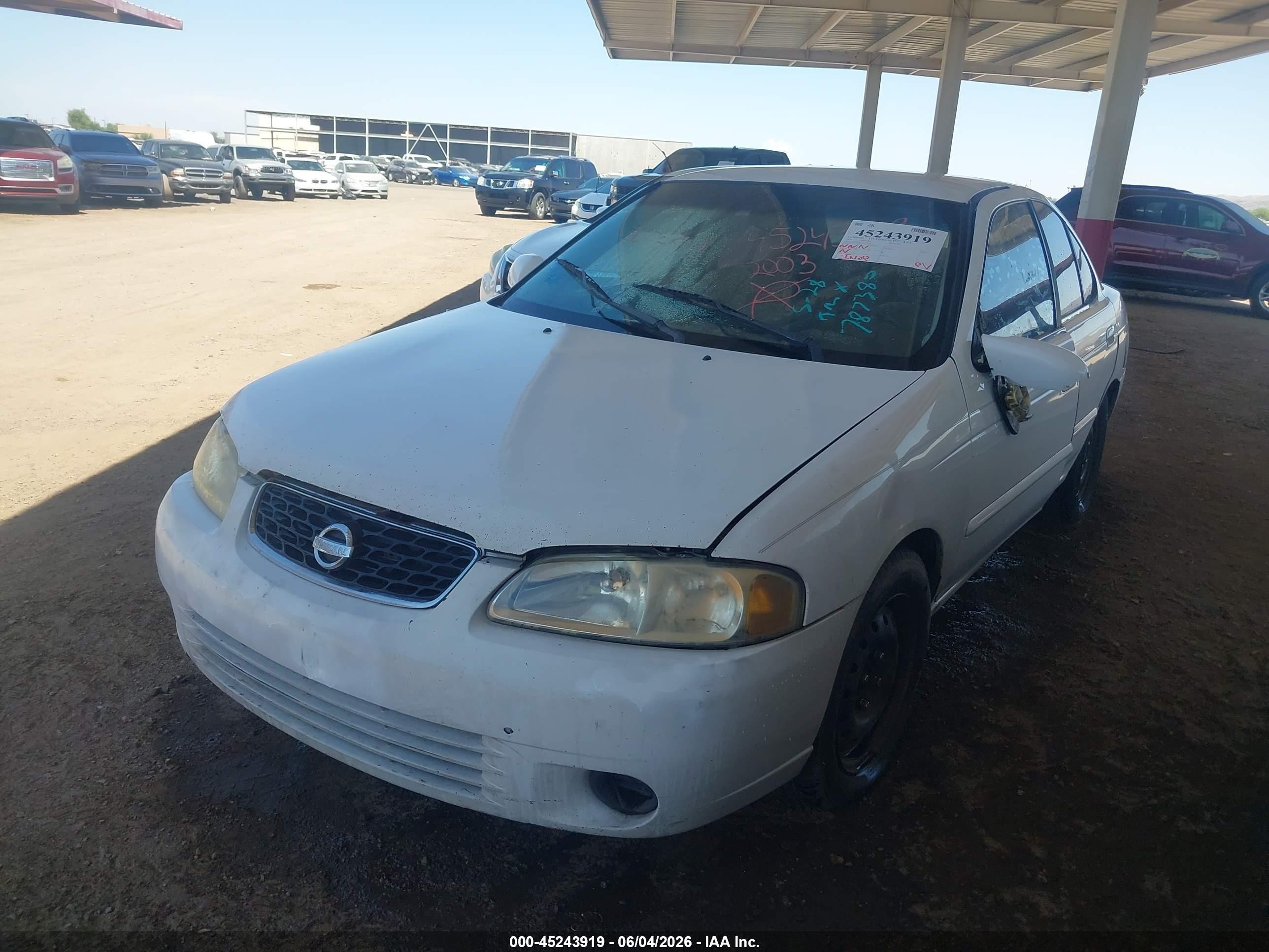2003 Nissan Sentra Gxe White vin: 3N1CB51D13L787380
