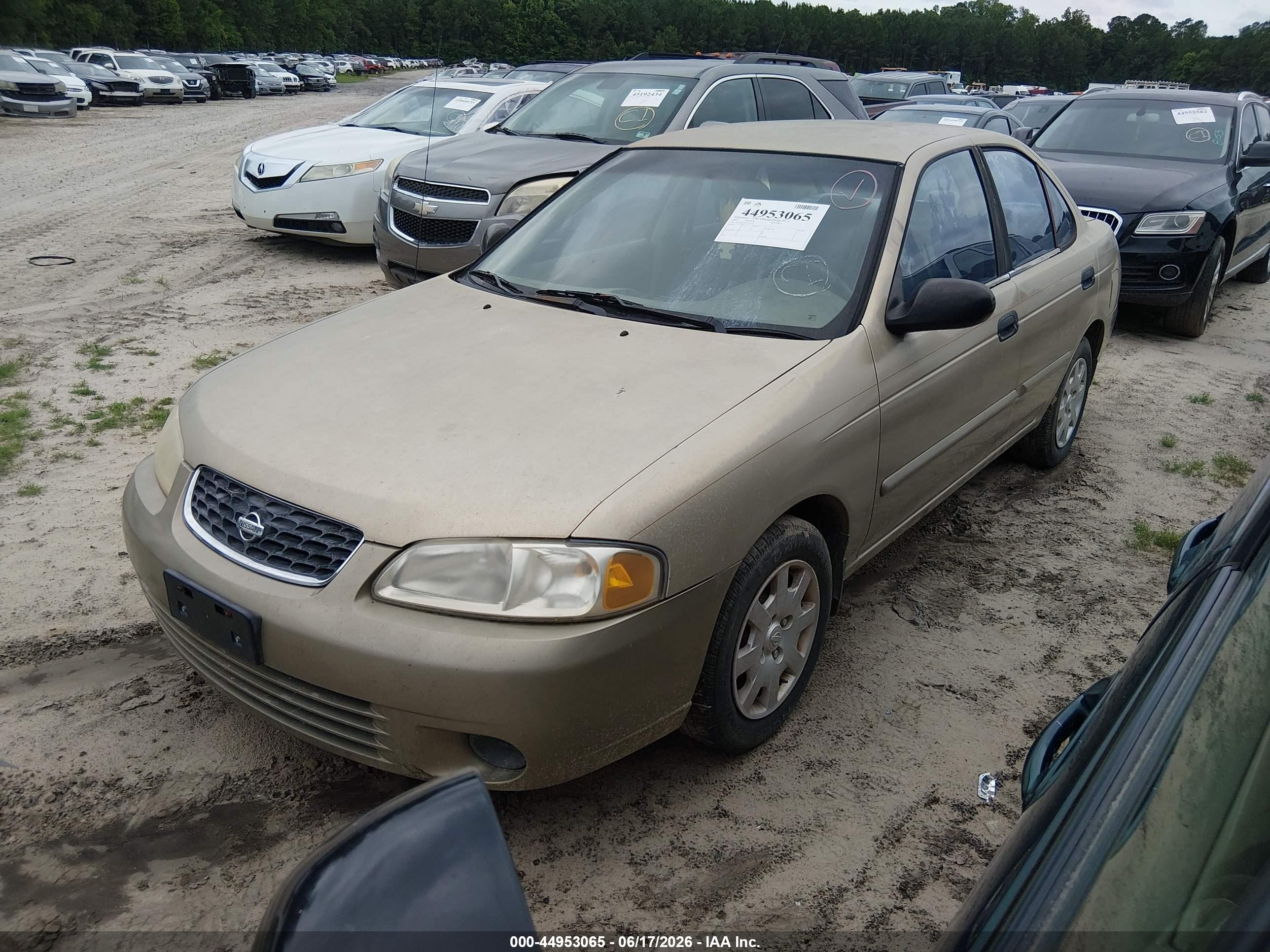 2001 Nissan Sentra Xe Beige vin: 3N1CB51D21L493130