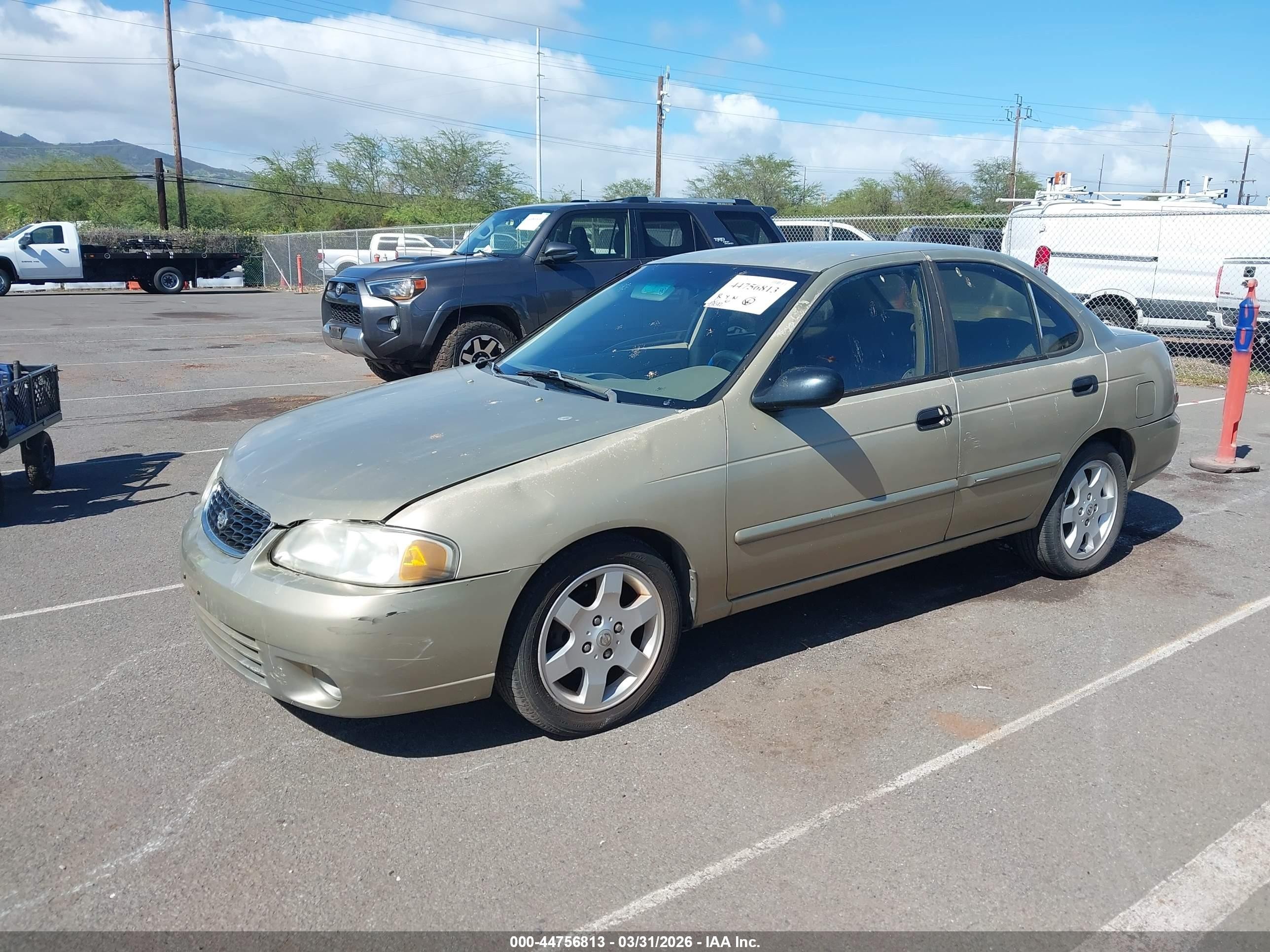 2001 Nissan Sentra Xe Золотой vin: 3N1CB51D21L494715