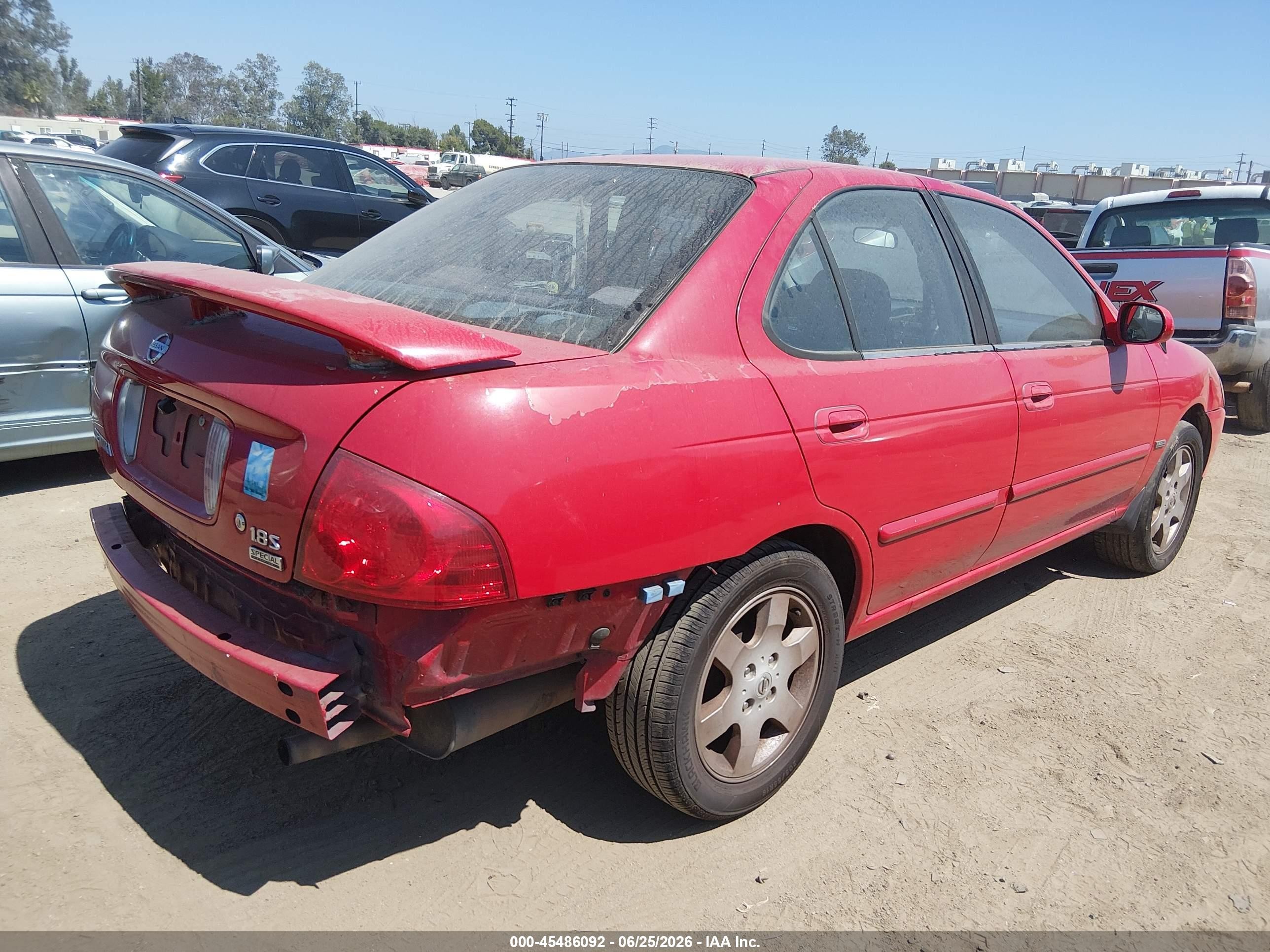 2006 Nissan Sentra 1.8s Red vin: 3N1CB51D26L587578