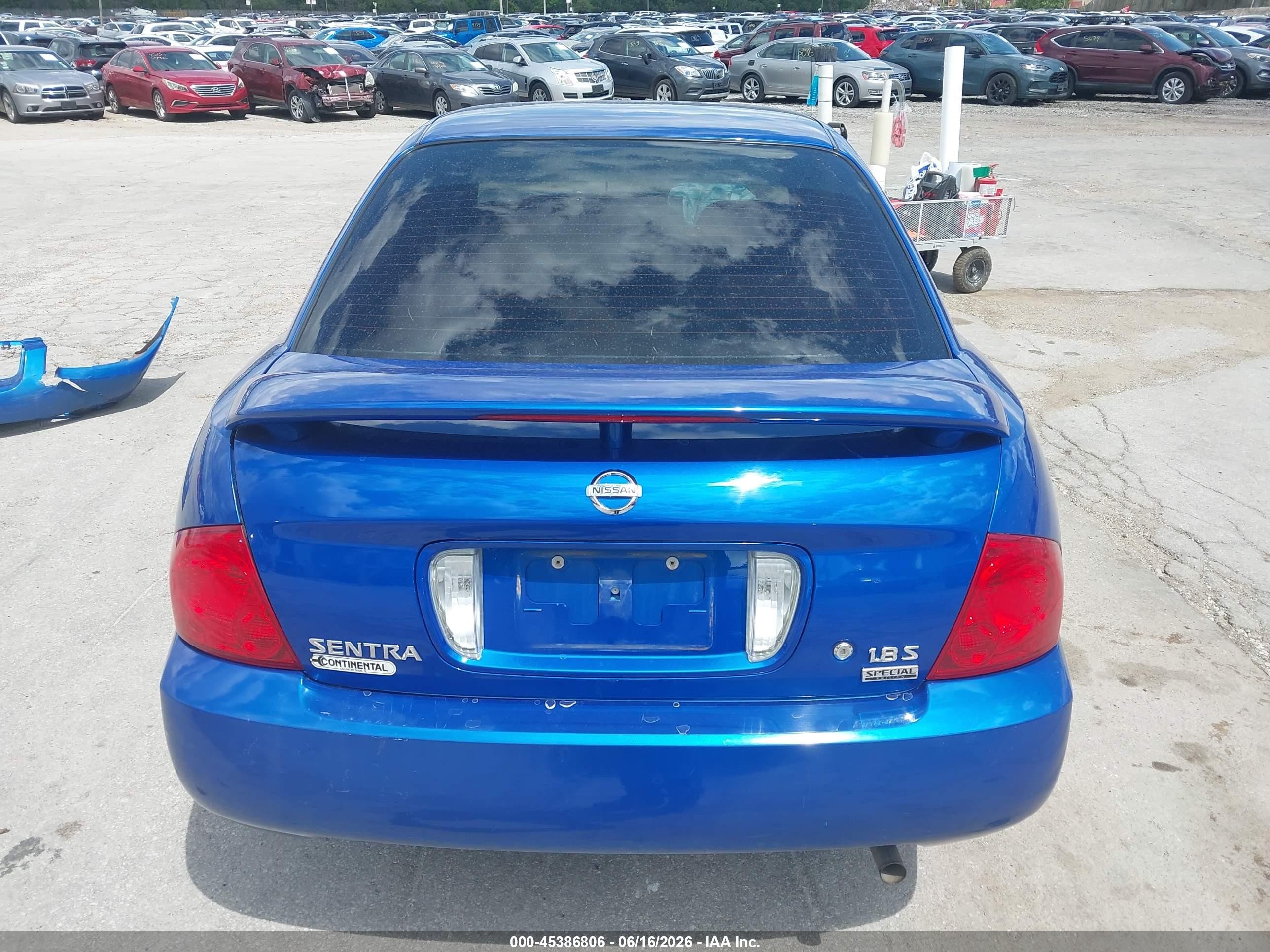 2006 Nissan Sentra 1.8s Blue vin: 3N1CB51D36L494097