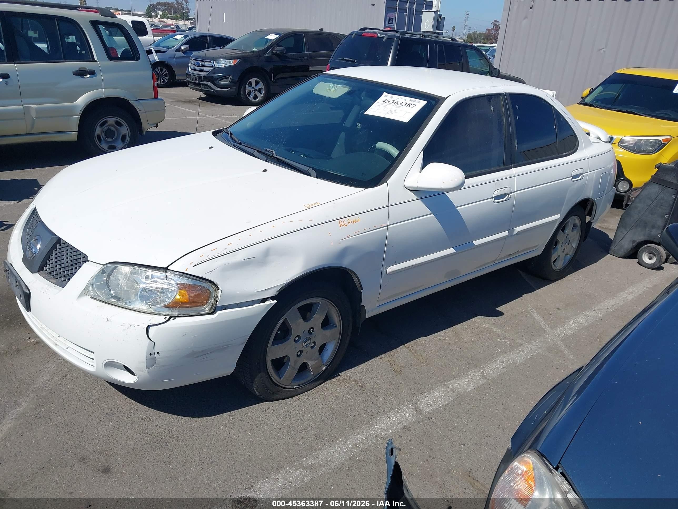 2006 Nissan Sentra 1.8s White vin: 3N1CB51D36L634097