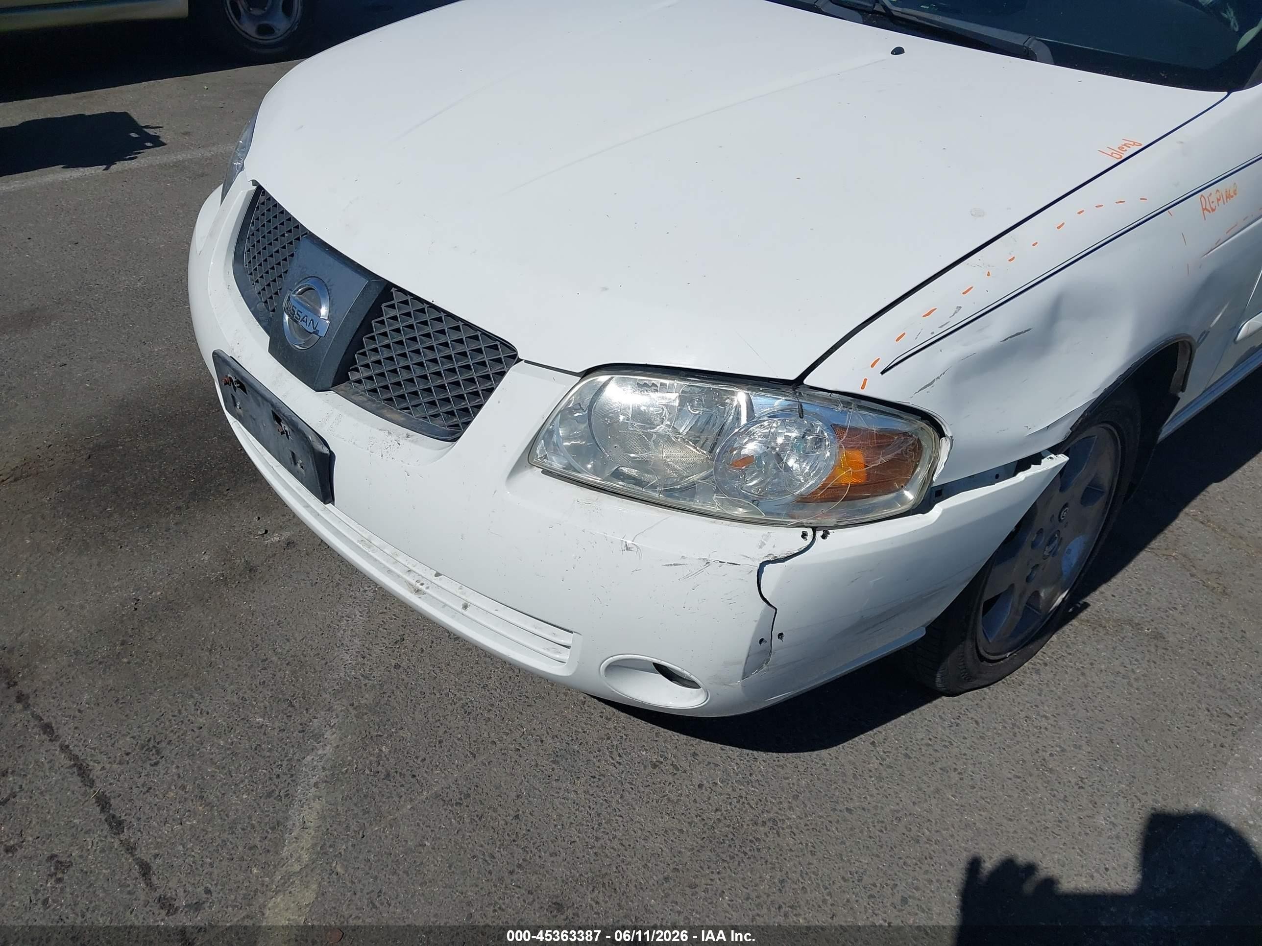 2006 Nissan Sentra 1.8s White vin: 3N1CB51D36L634097