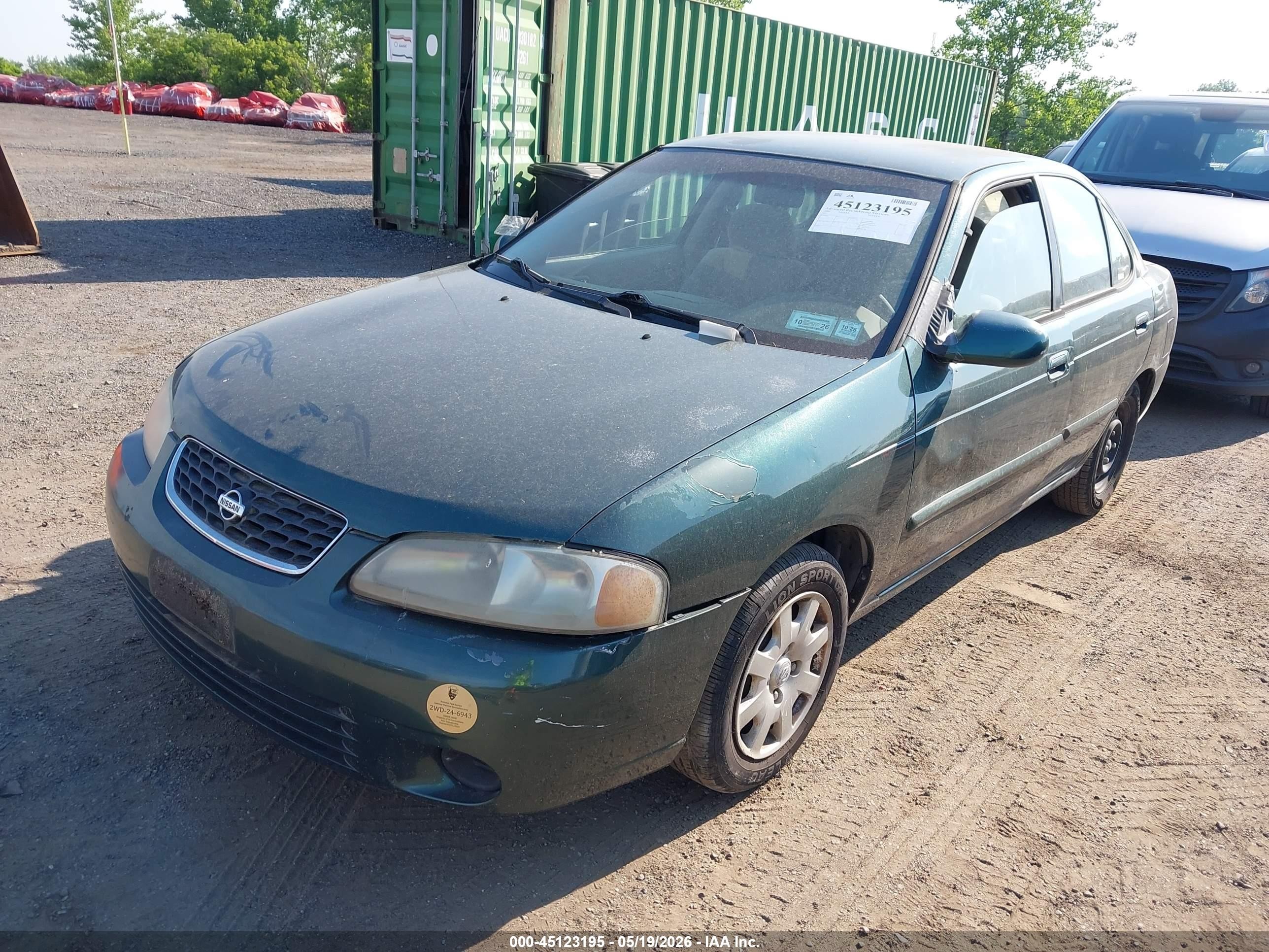 2000 Nissan Sentra Gxe/xe Green vin: 3N1CB51D3YL314815
