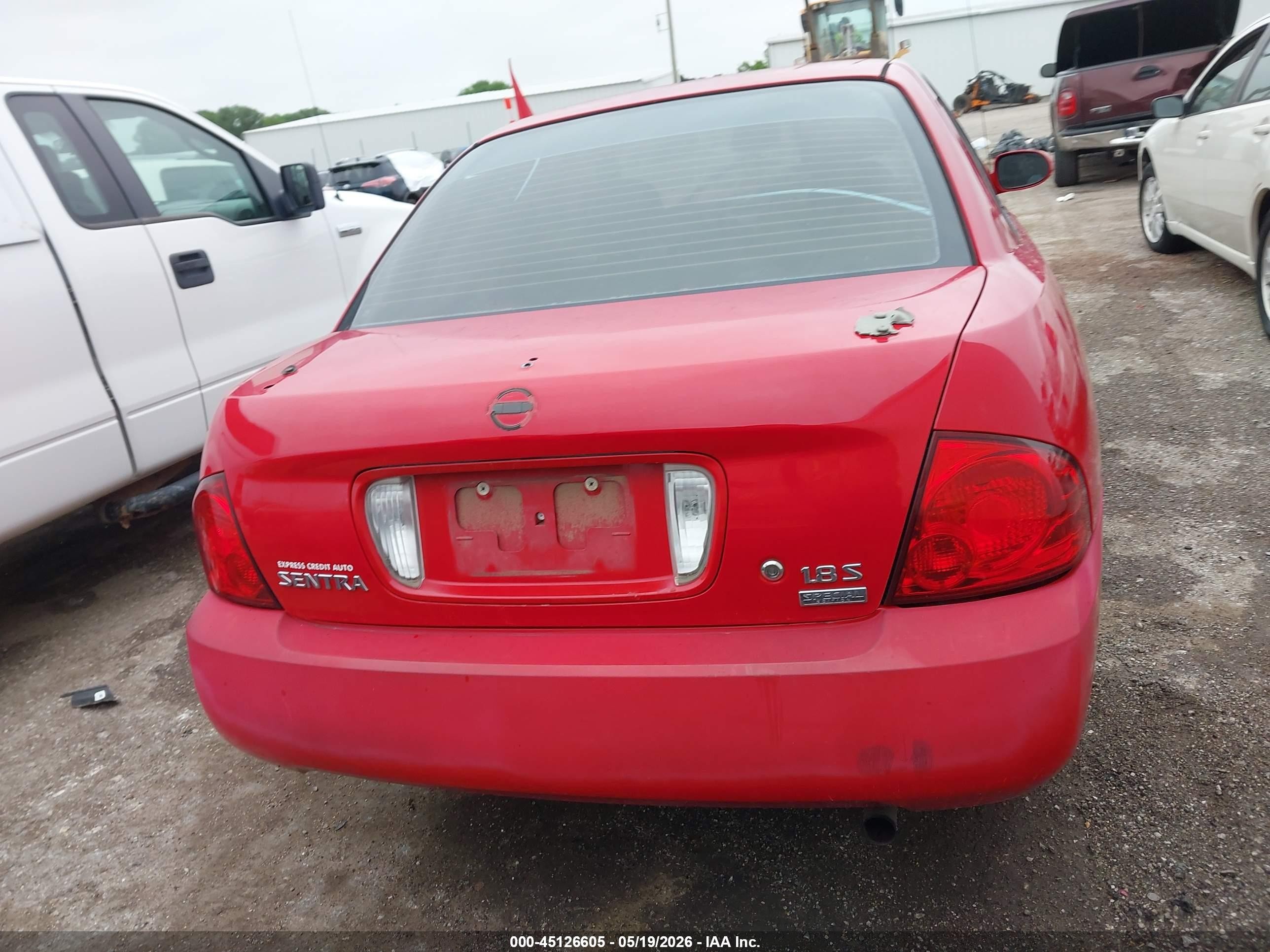 2005 Nissan Sentra 1.8s Red vin: 3N1CB51D45L569386