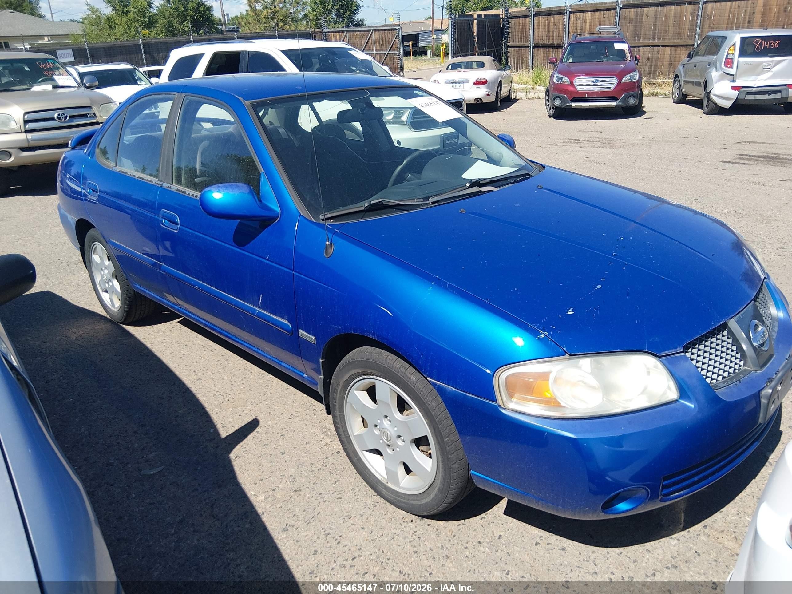 2006 Nissan Sentra 1.8s Blue vin: 3N1CB51D46L512459