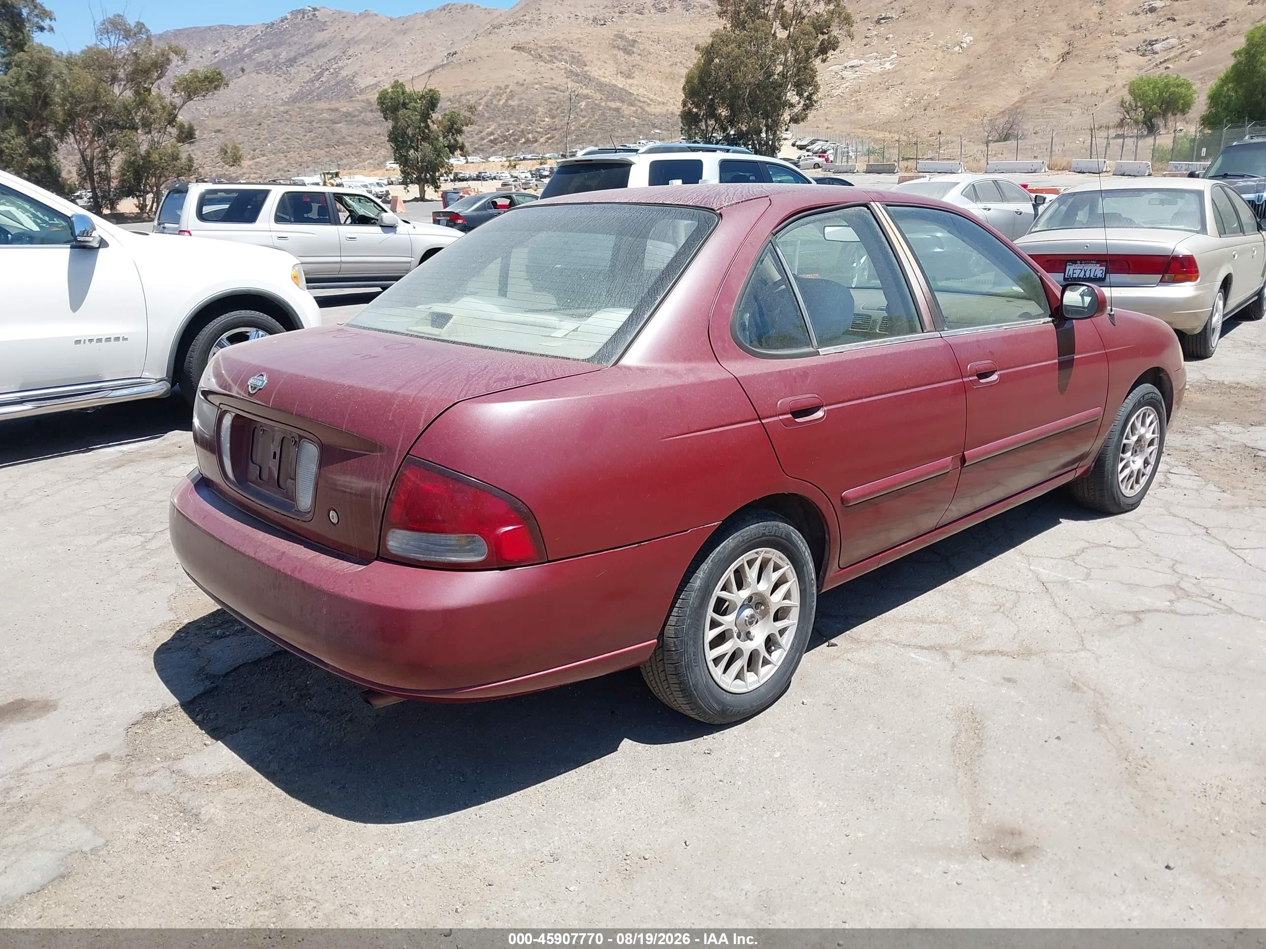 2001 Nissan Sentra Gxe Burgundy vin: 3N1CB51D51L447520