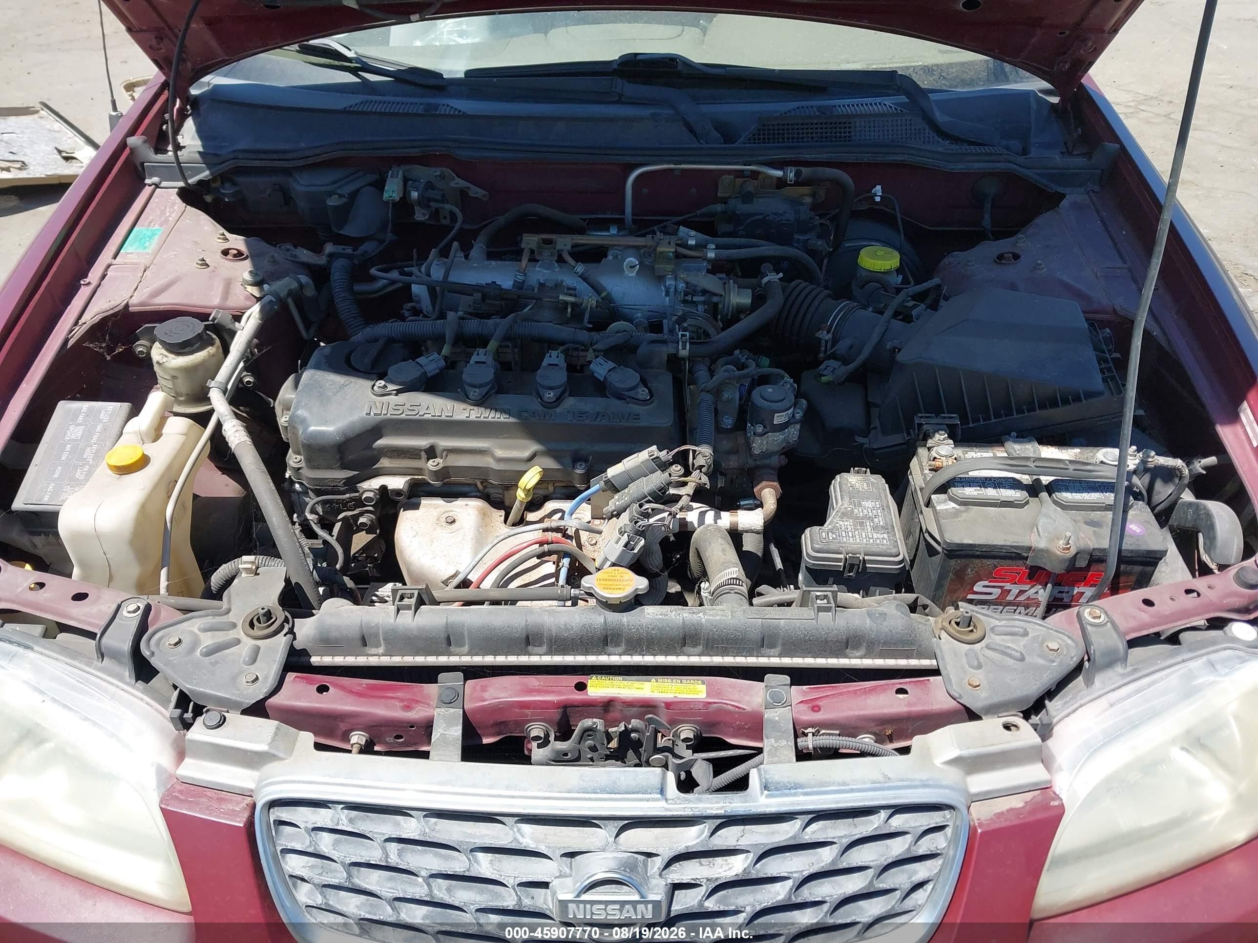 2001 Nissan Sentra Gxe Burgundy vin: 3N1CB51D51L447520
