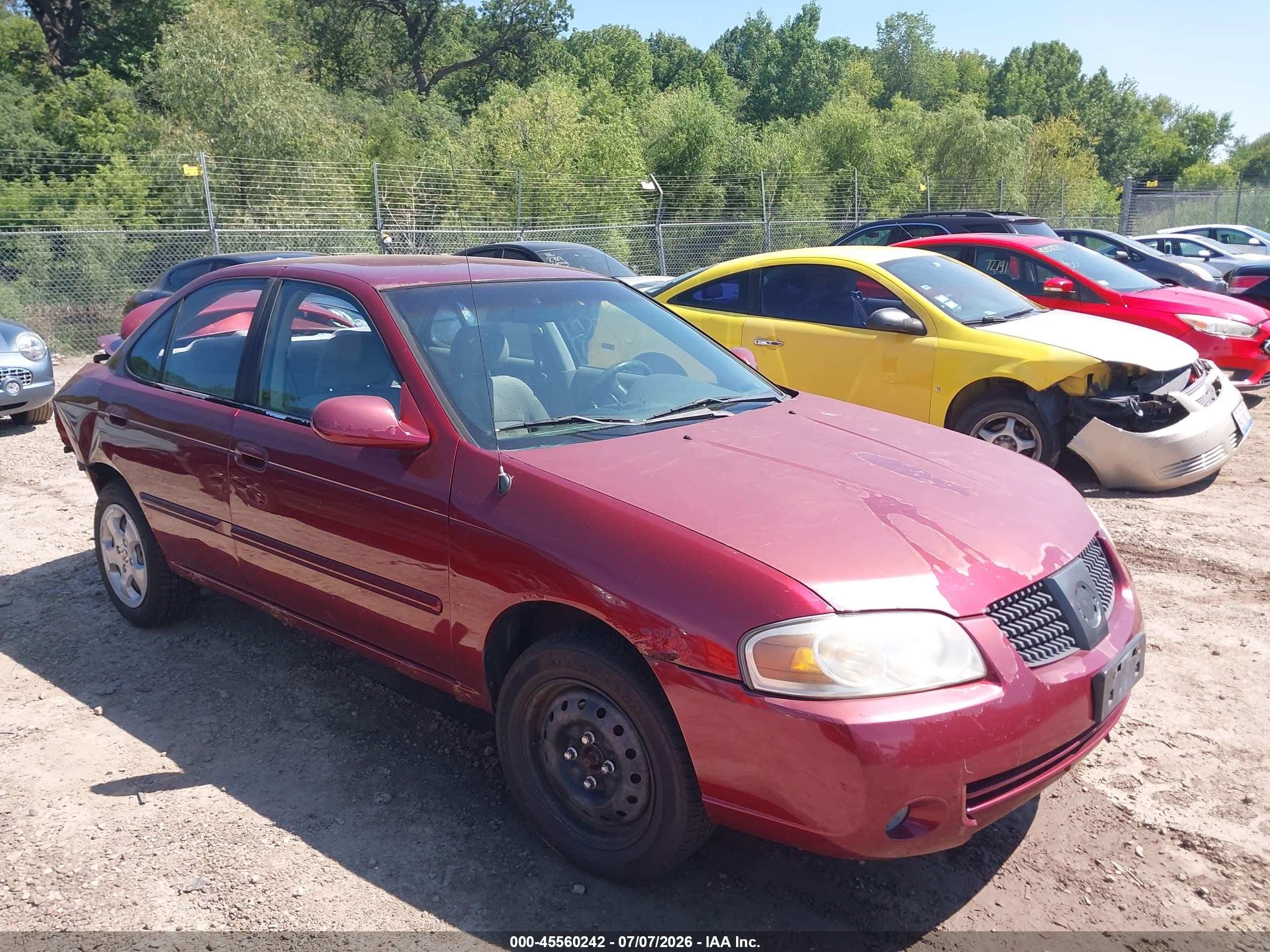 2005 Nissan Sentra 1.8s Бордовый vin: 3N1CB51D55L462492