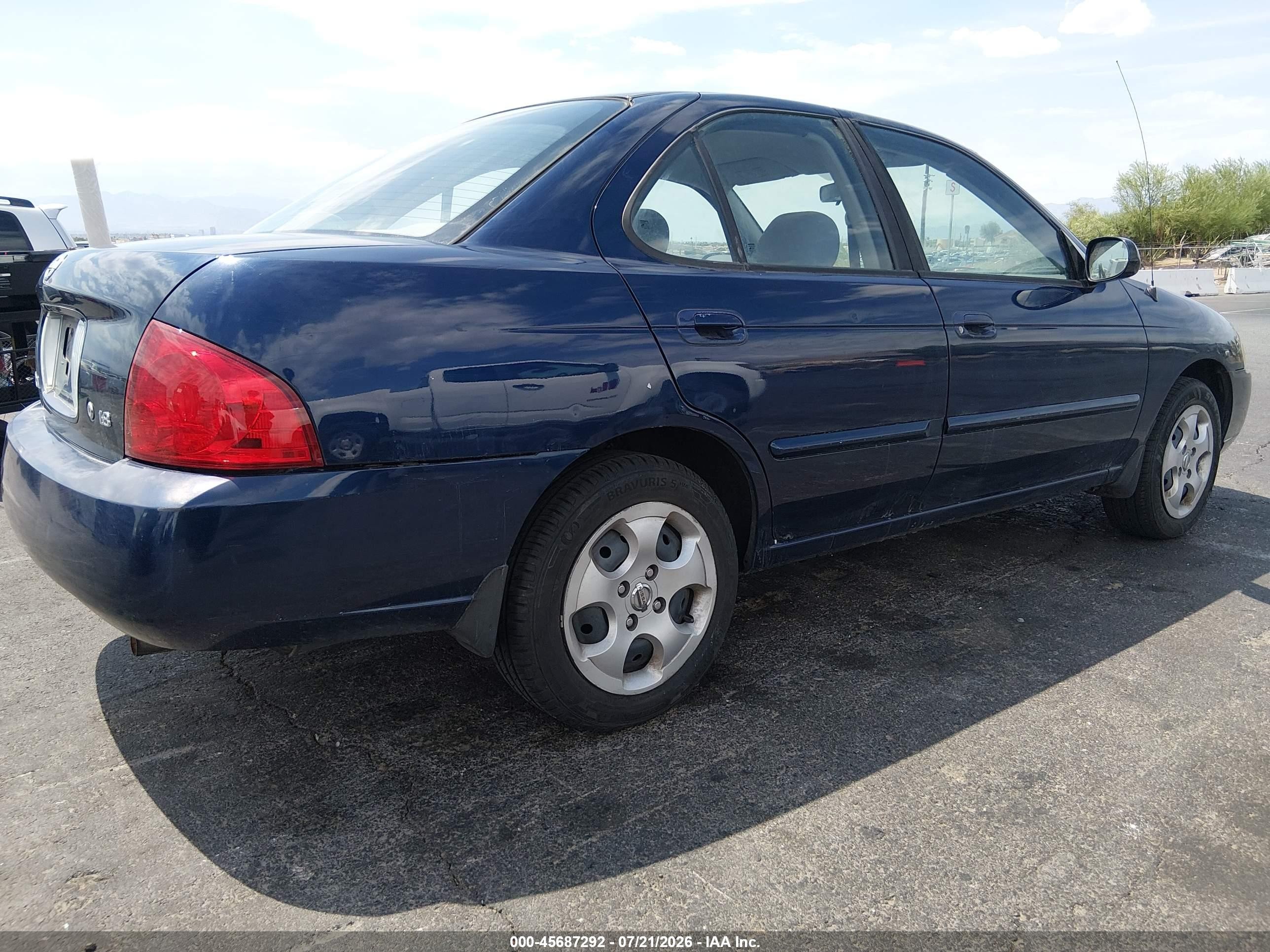 2006 Nissan Sentra 1.8 Blue vin: 3N1CB51D56L536592