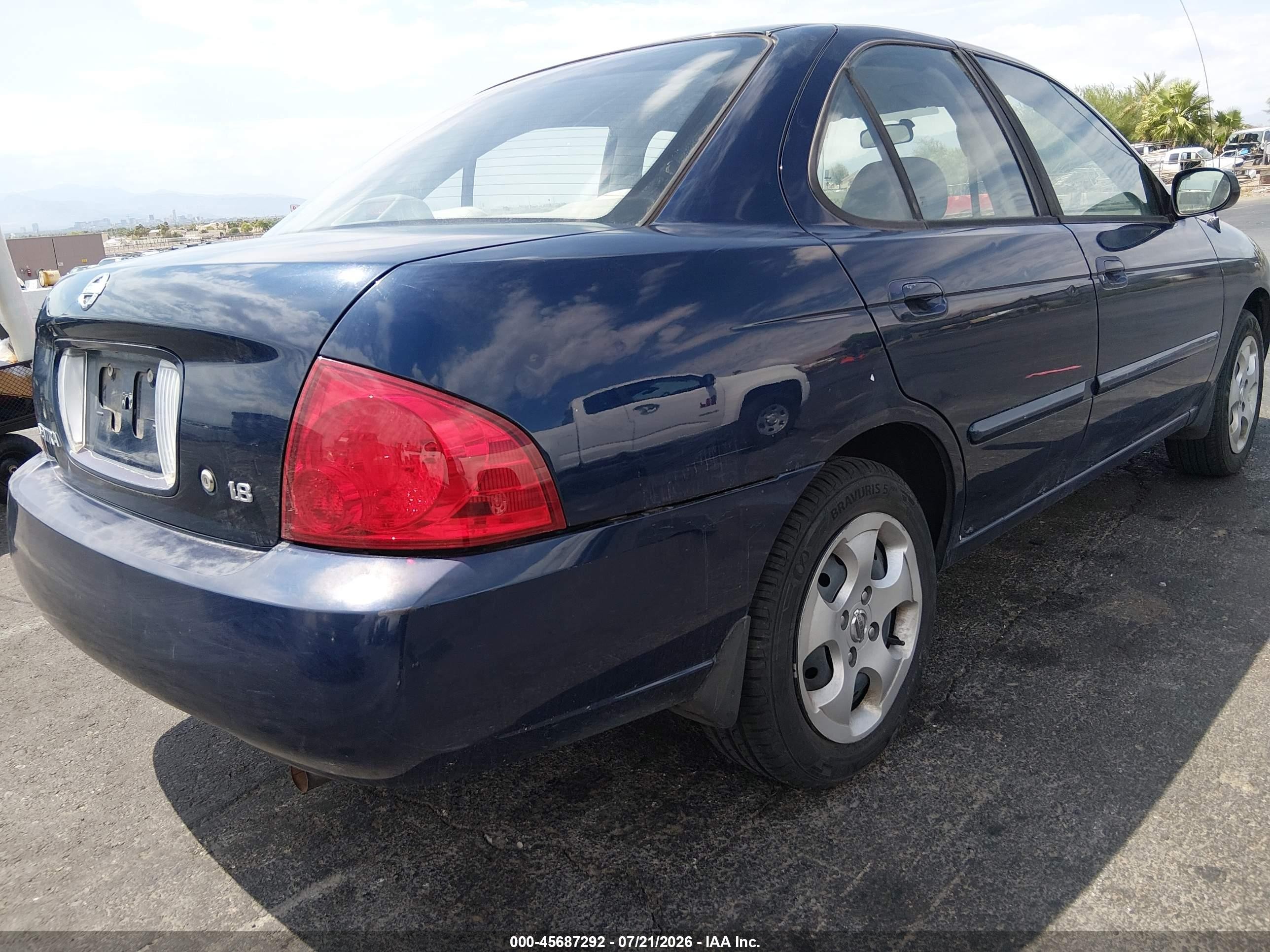 2006 Nissan Sentra 1.8 Blue vin: 3N1CB51D56L536592