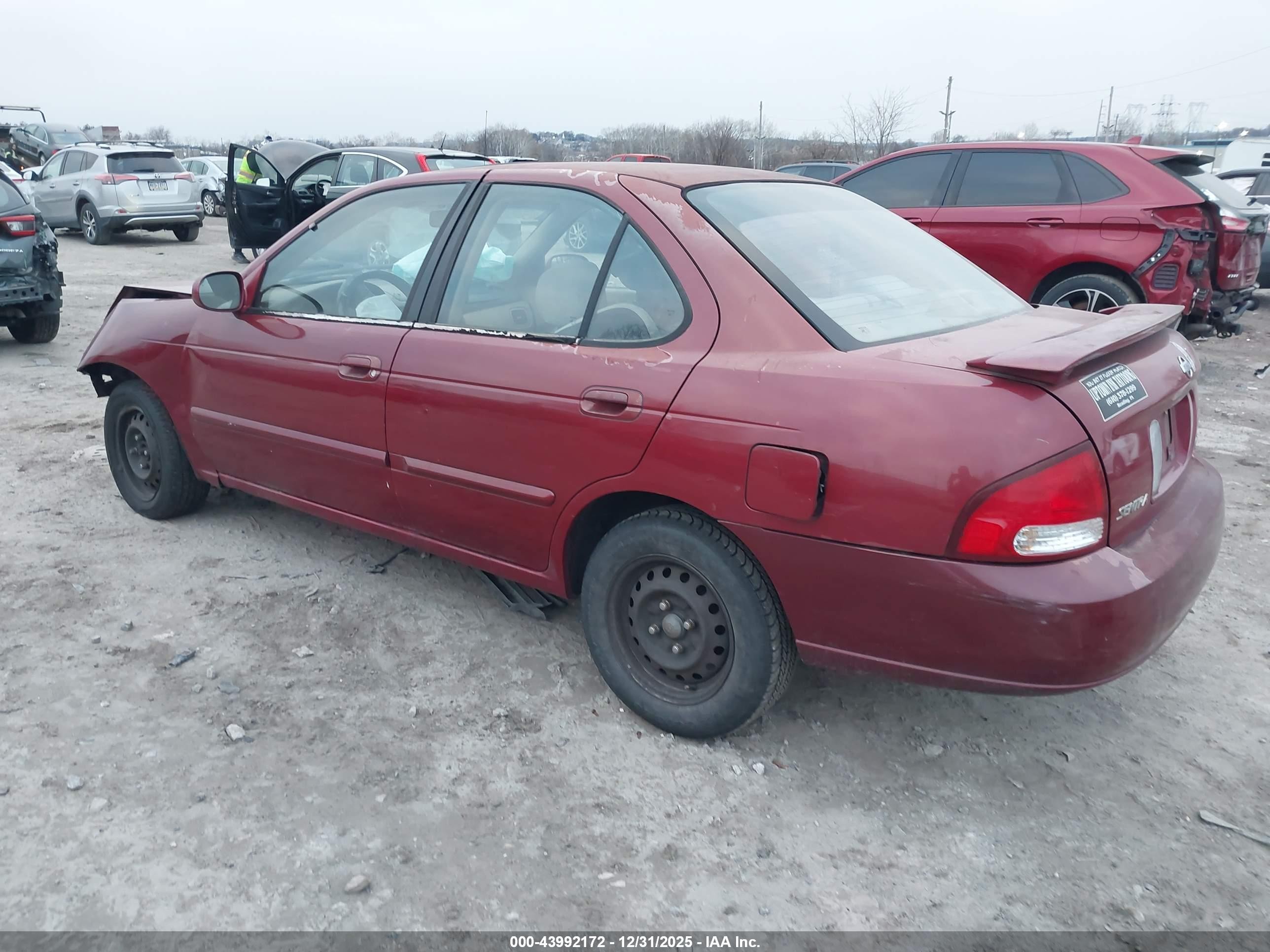 2000 Nissan Sentra   Burgundy vin: 3N1CB51D5YL300267